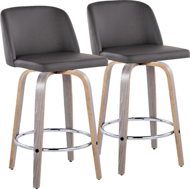 Wymering IV Gray Swivel Counter Height Stool, Set of 2