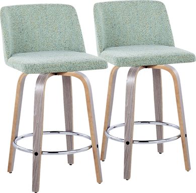 Wymering IV Green Swivel Counter Height Stool, Set of 2