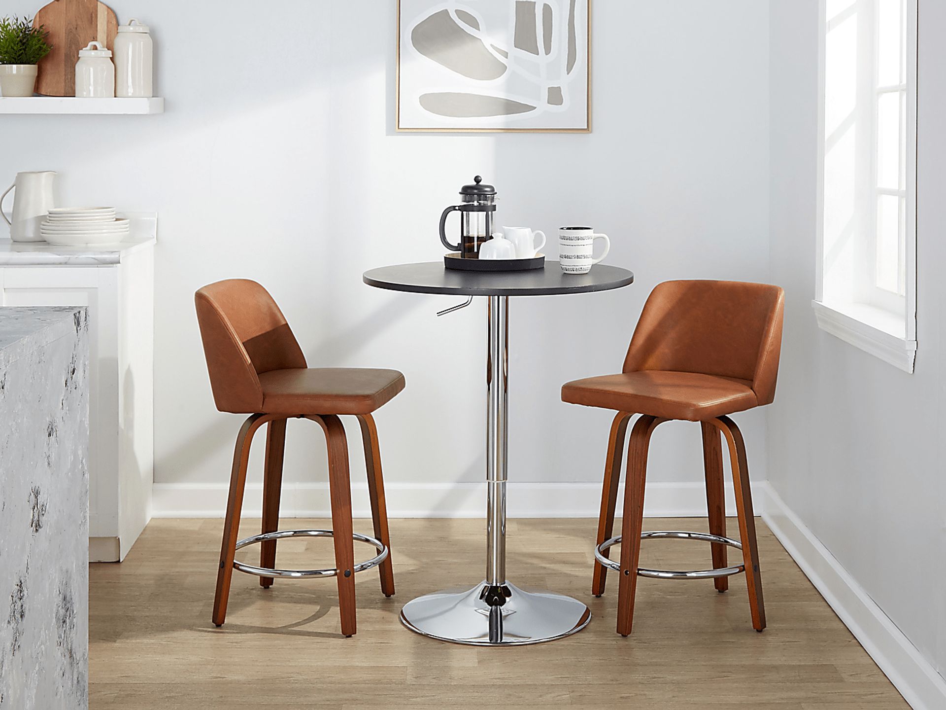 Wymering IX Camel Swivel Counter Height Stool, Set of 2 - Image 2