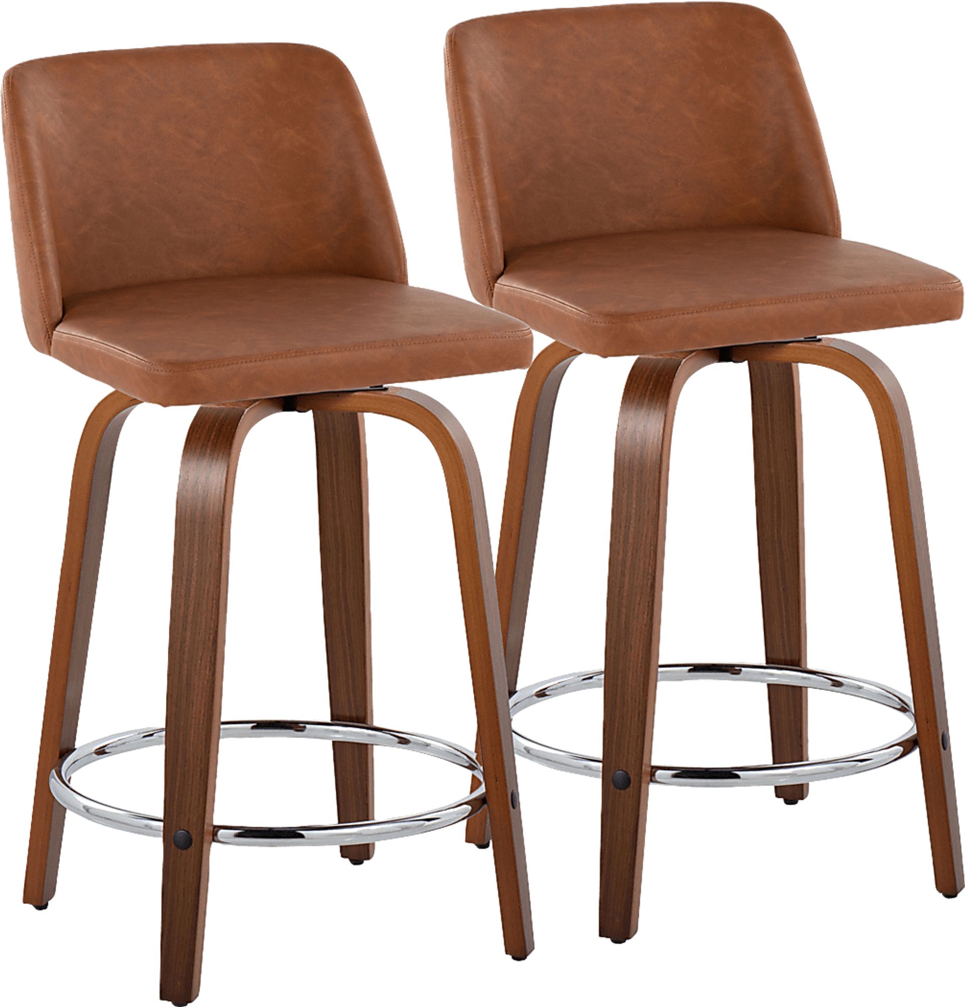 Wymering IX Camel Swivel Counter Height Stool, Set of 2 - Image 1