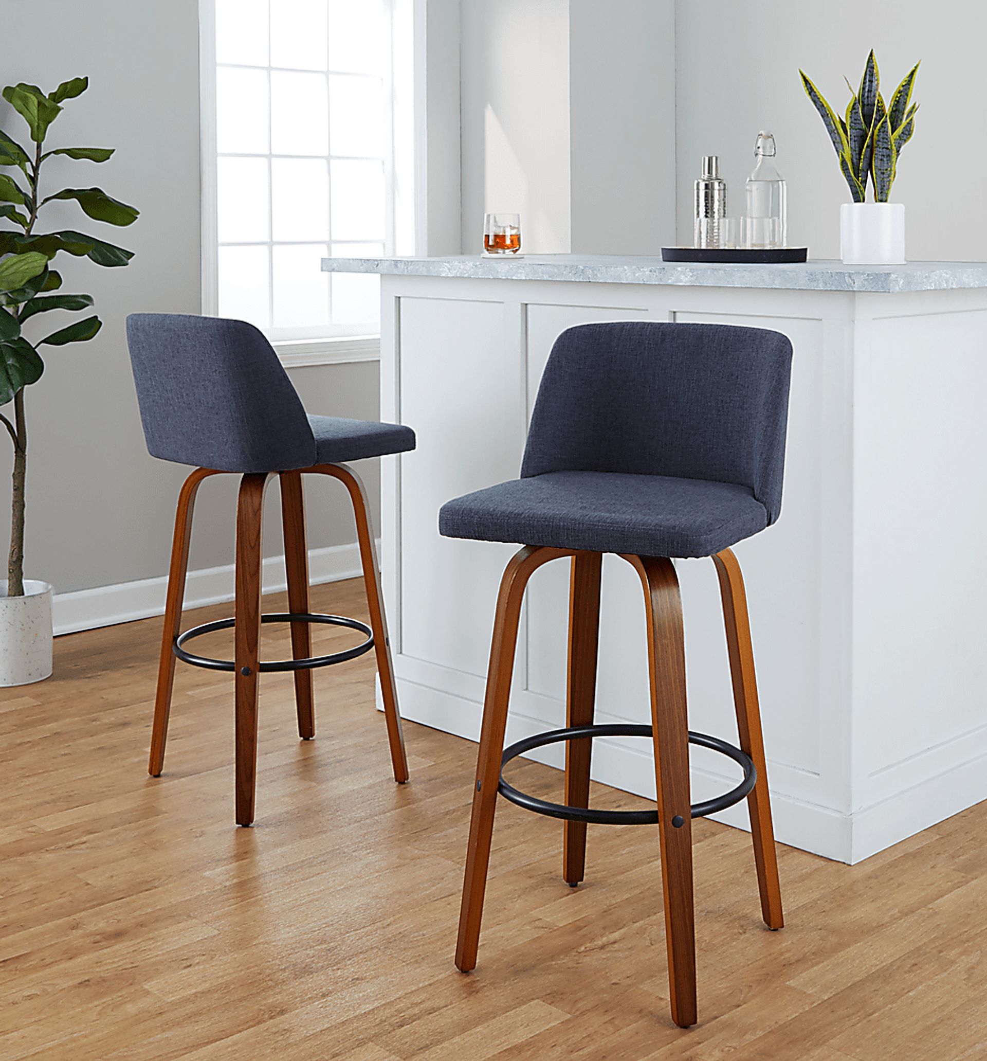Wymering V Blue Swivel Barstool, Set of 2 - Image 2