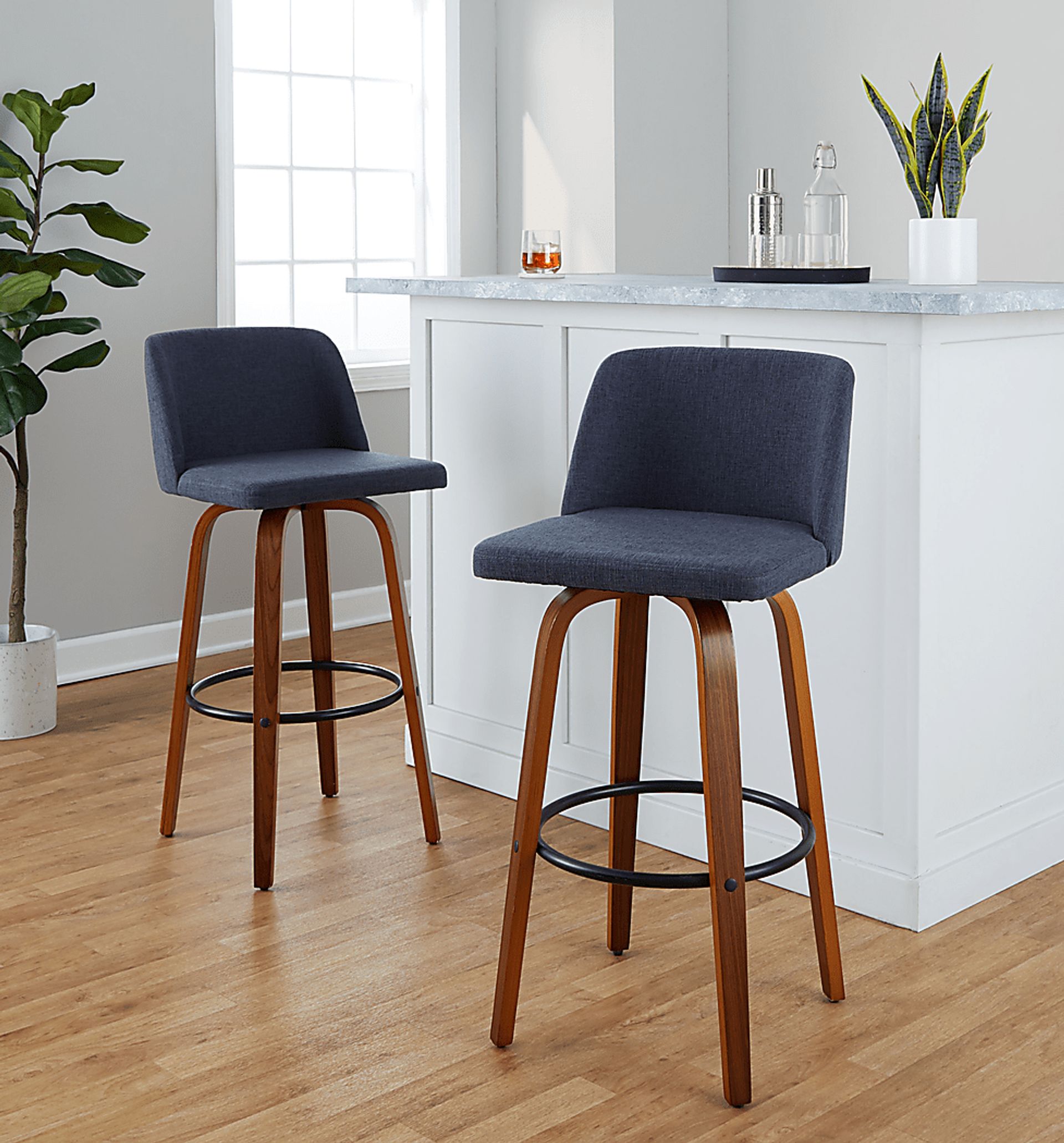 Wymering V Blue Swivel Barstool, Set of 2 - Image 8