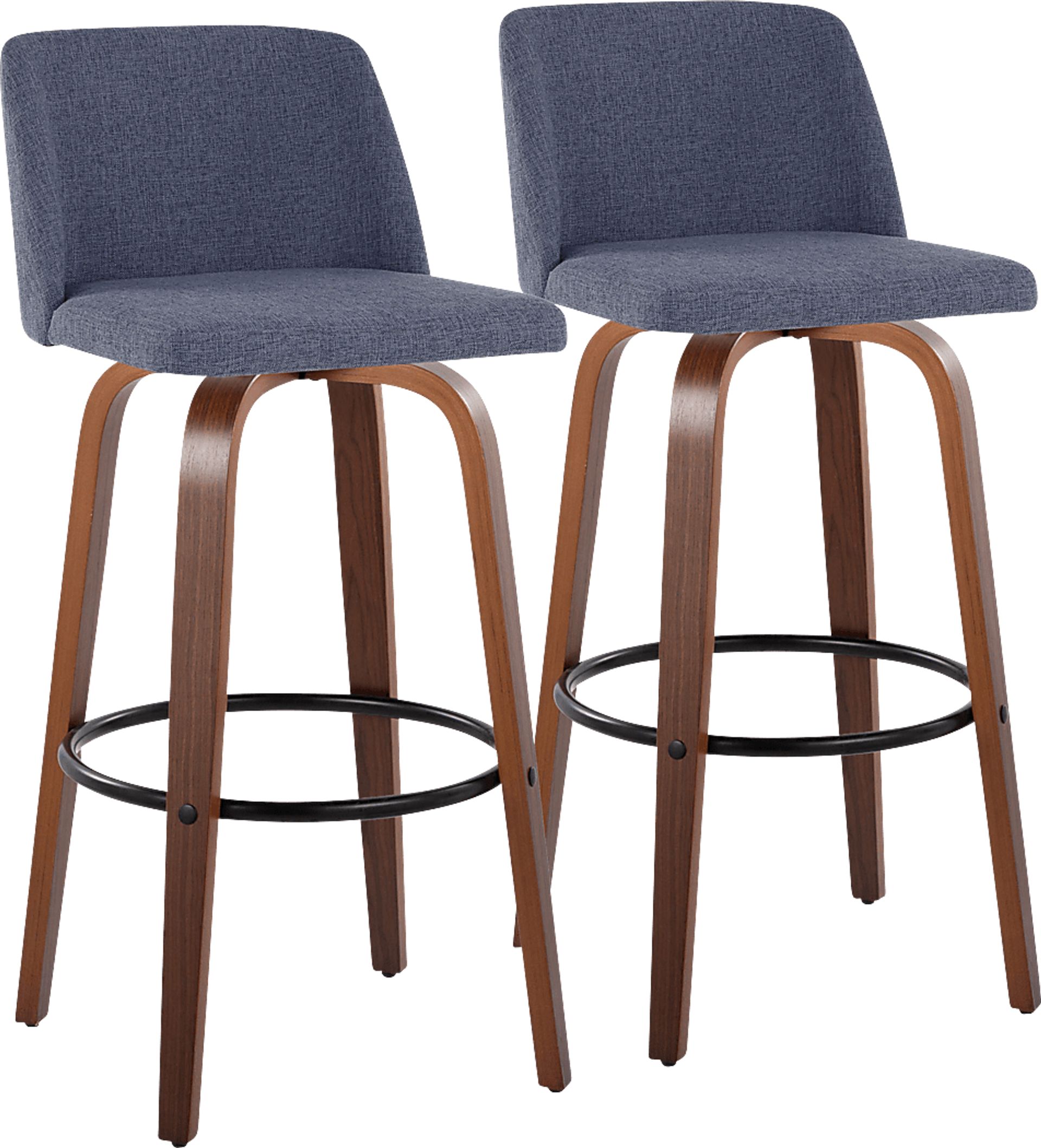 Wymering V Blue Swivel Barstool, Set of 2 - Image 1