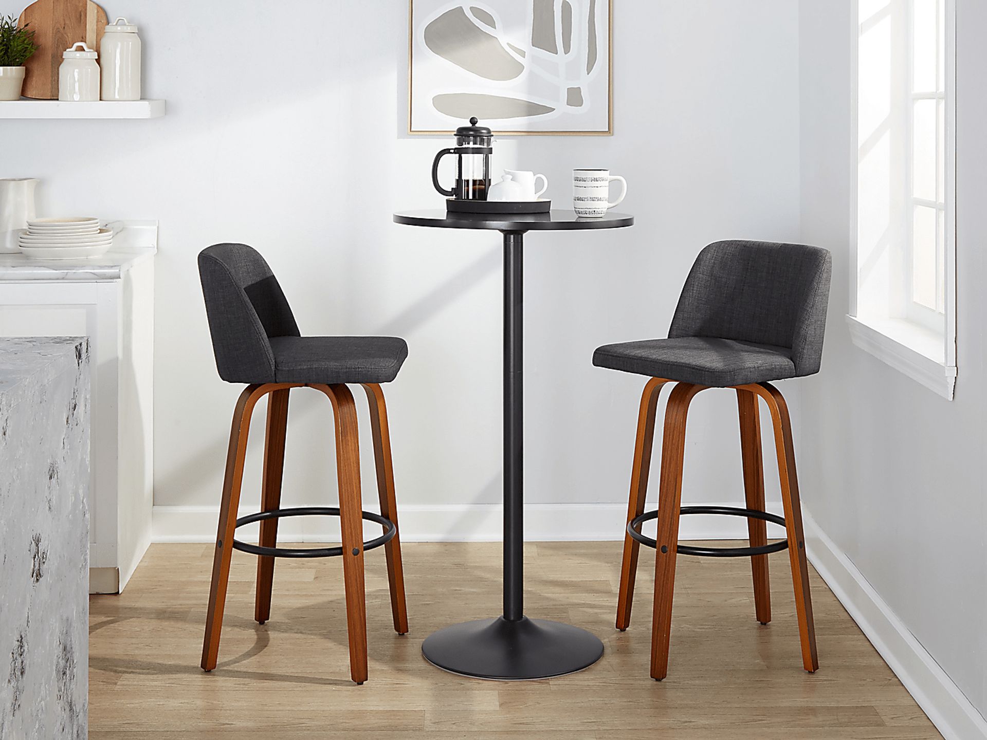 Wymering V Charcoal Swivel Barstool, Set of 2 - Image 9