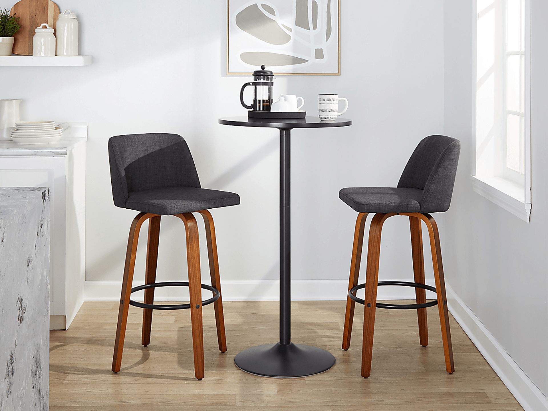 Wymering V Charcoal Swivel Barstool, Set of 2 - Image 10