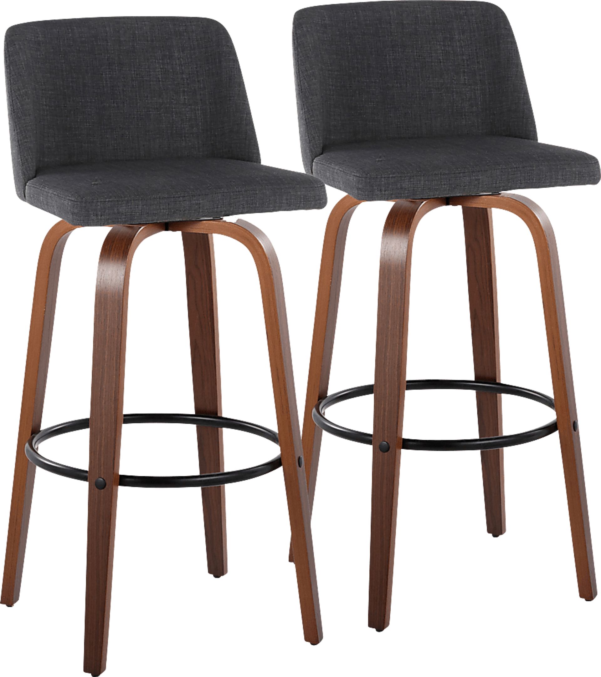 Wymering V Charcoal Swivel Barstool, Set of 2 - Image 1