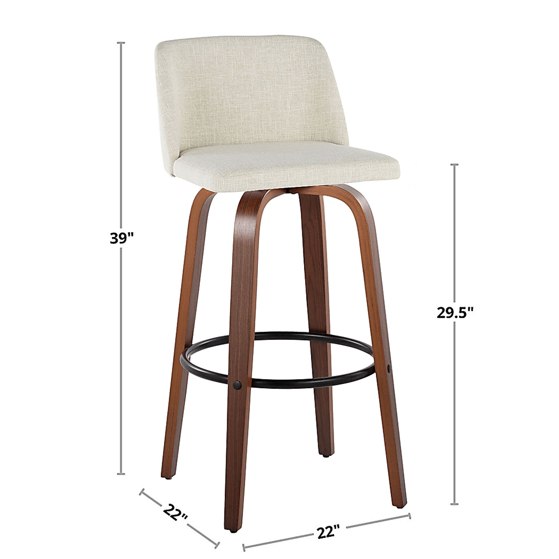 Wymering V Cream Swivel Barstool, Set of 2 - Image 12