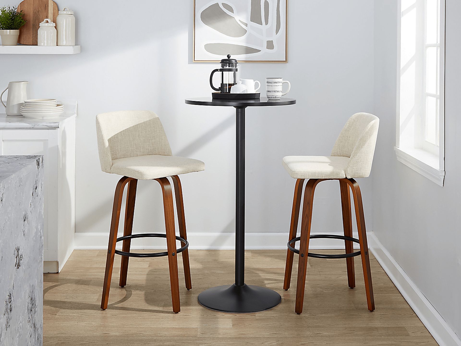 Wymering V Cream Swivel Barstool, Set of 2 - Image 9