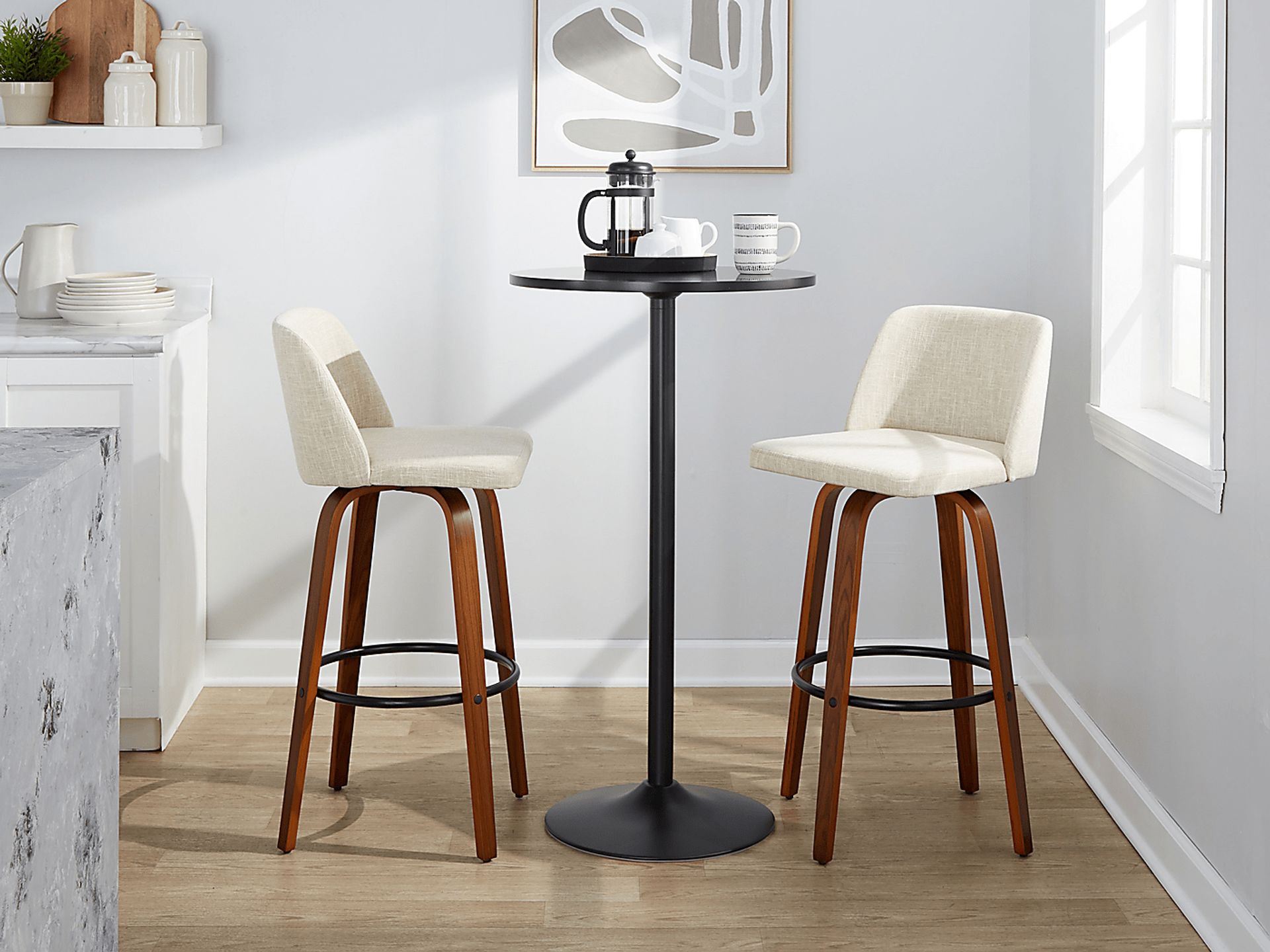 Wymering V Cream Swivel Barstool, Set of 2 - Image 10