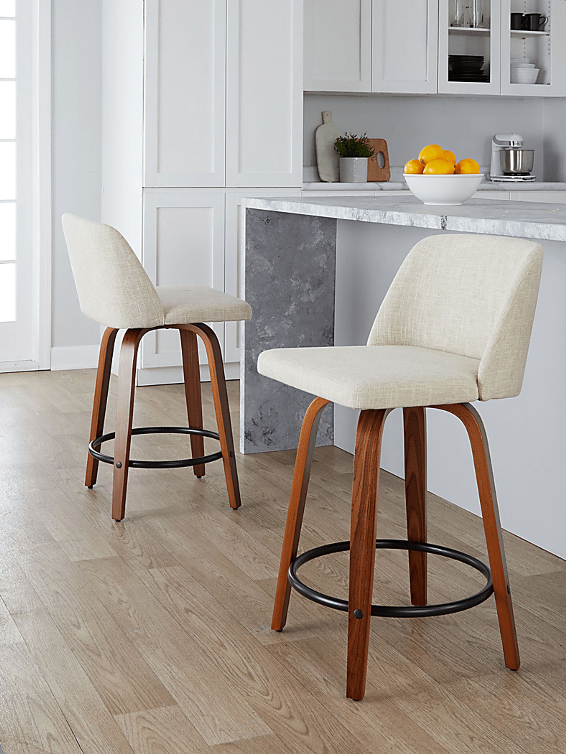 Wymering V Cream Swivel Counter Height Stool, Set of 2 - Image 8