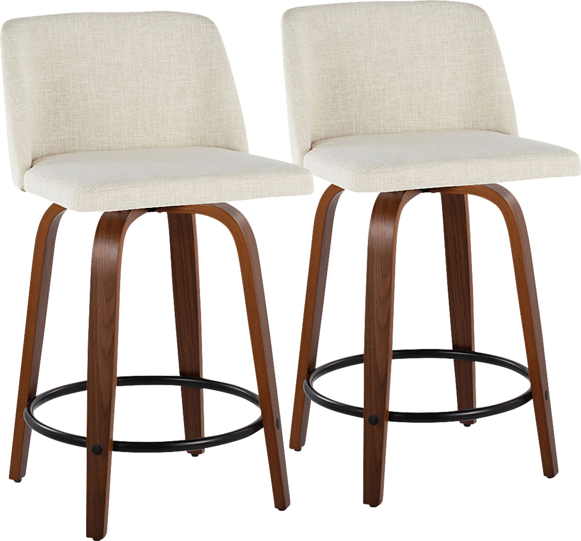 Wymering V Cream Swivel Counter Height Stool, Set of 2 - Image 1