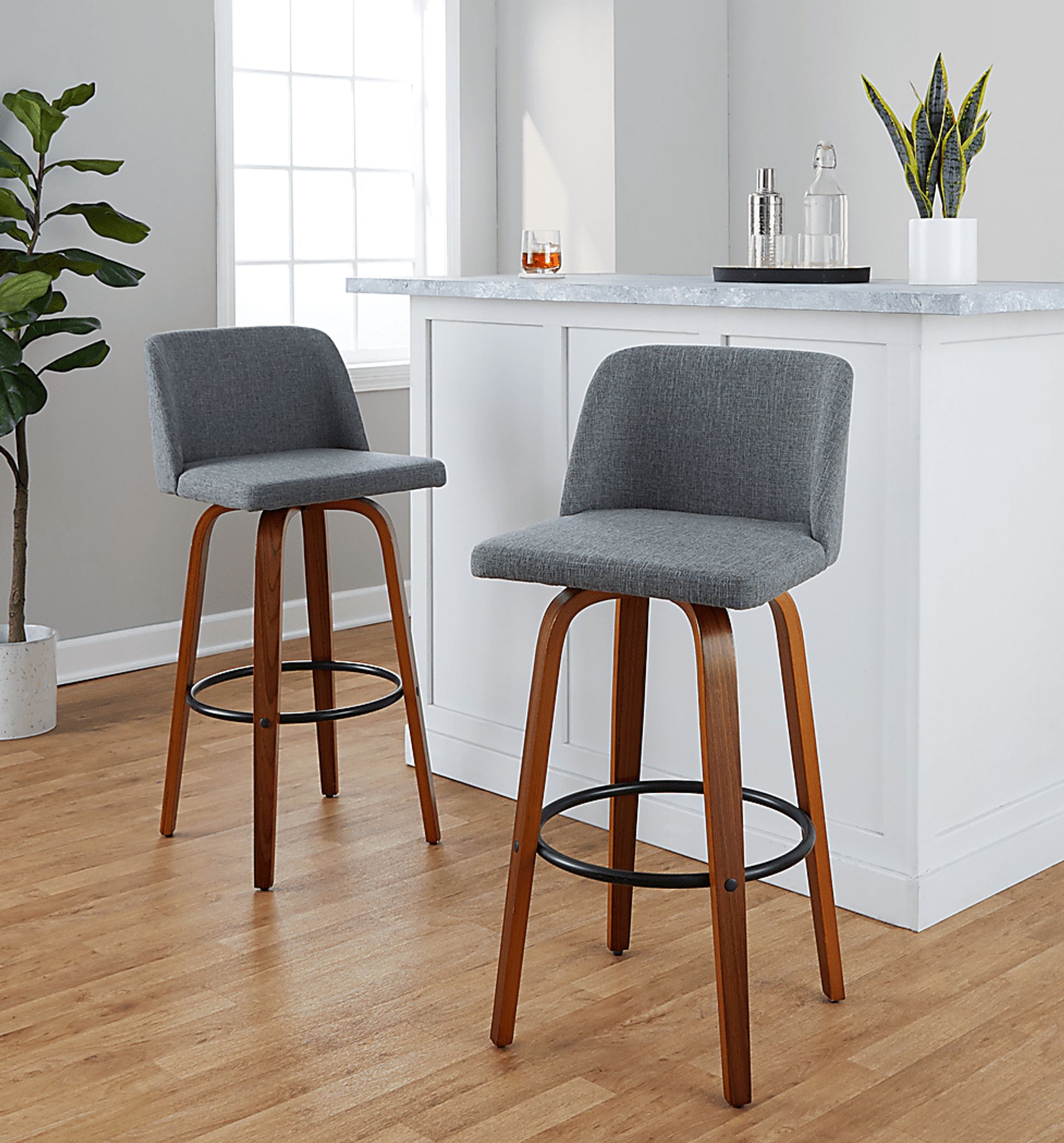 Wymering V Gray Swivel Barstool, Set of 2 - Image 8