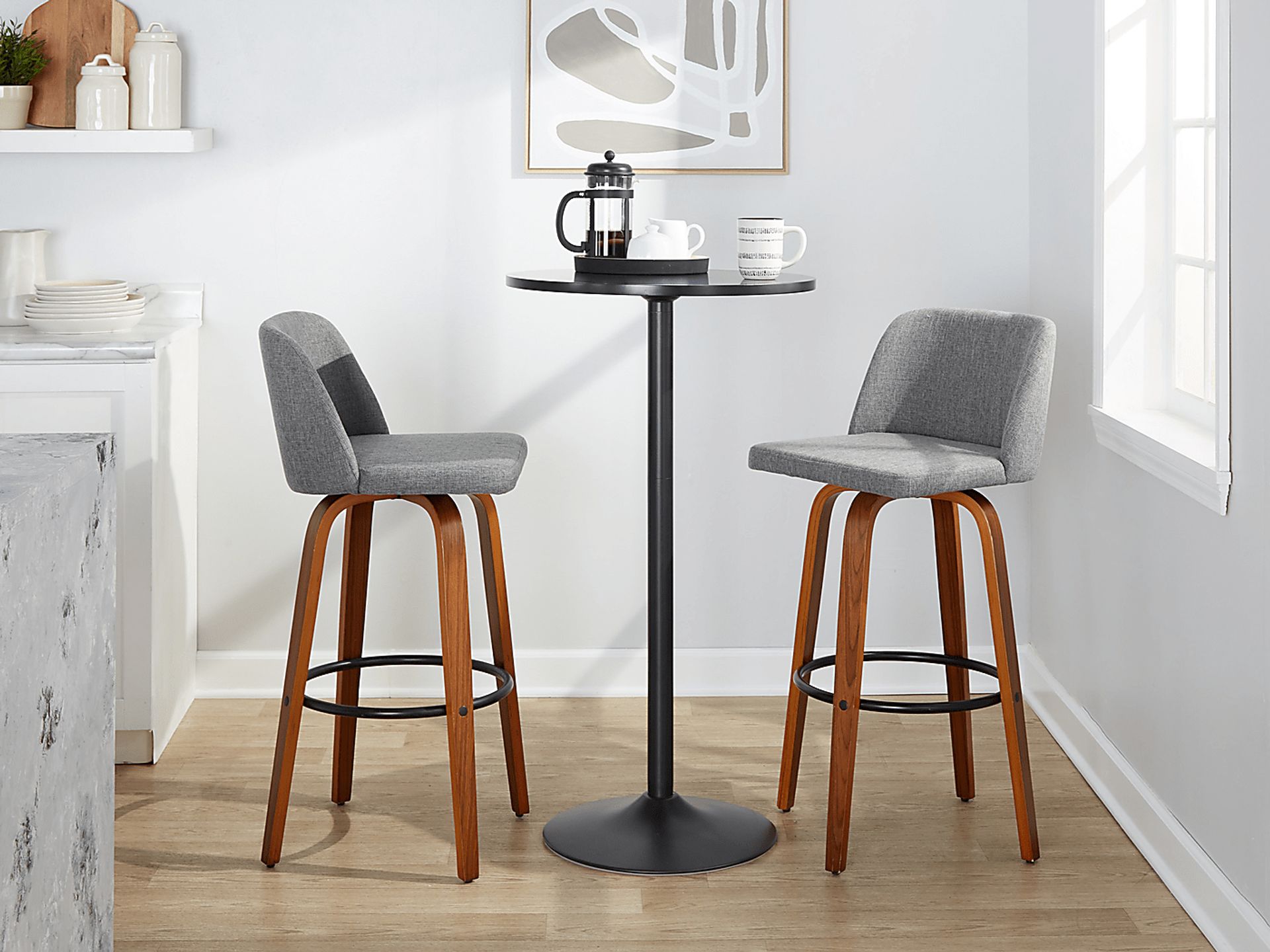 Wymering V Gray Swivel Barstool, Set of 2 - Image 9