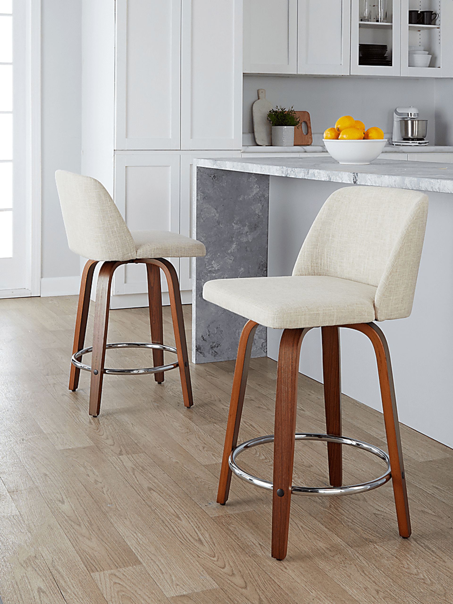 Wymering VI Beige Swivel Counter Height Stool, Set of 2 - Image 8
