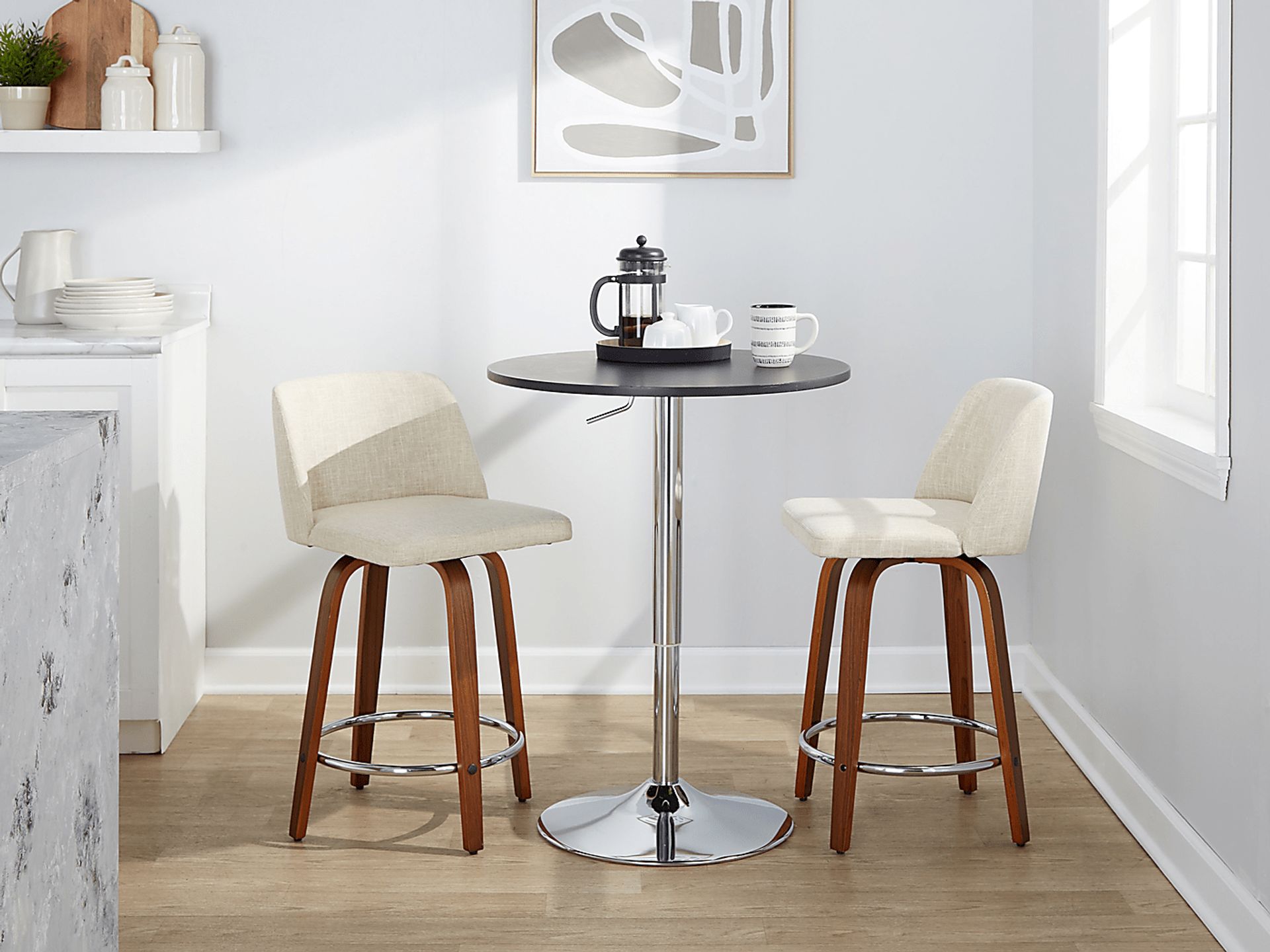 Wymering VI Beige Swivel Counter Height Stool, Set of 2 - Image 9