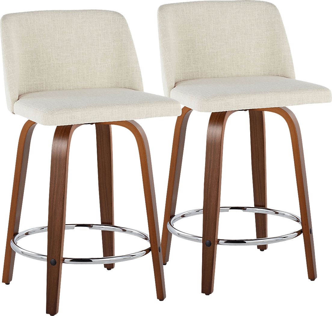 Wymering VI Beige Swivel Counter Height Stool, Set of 2