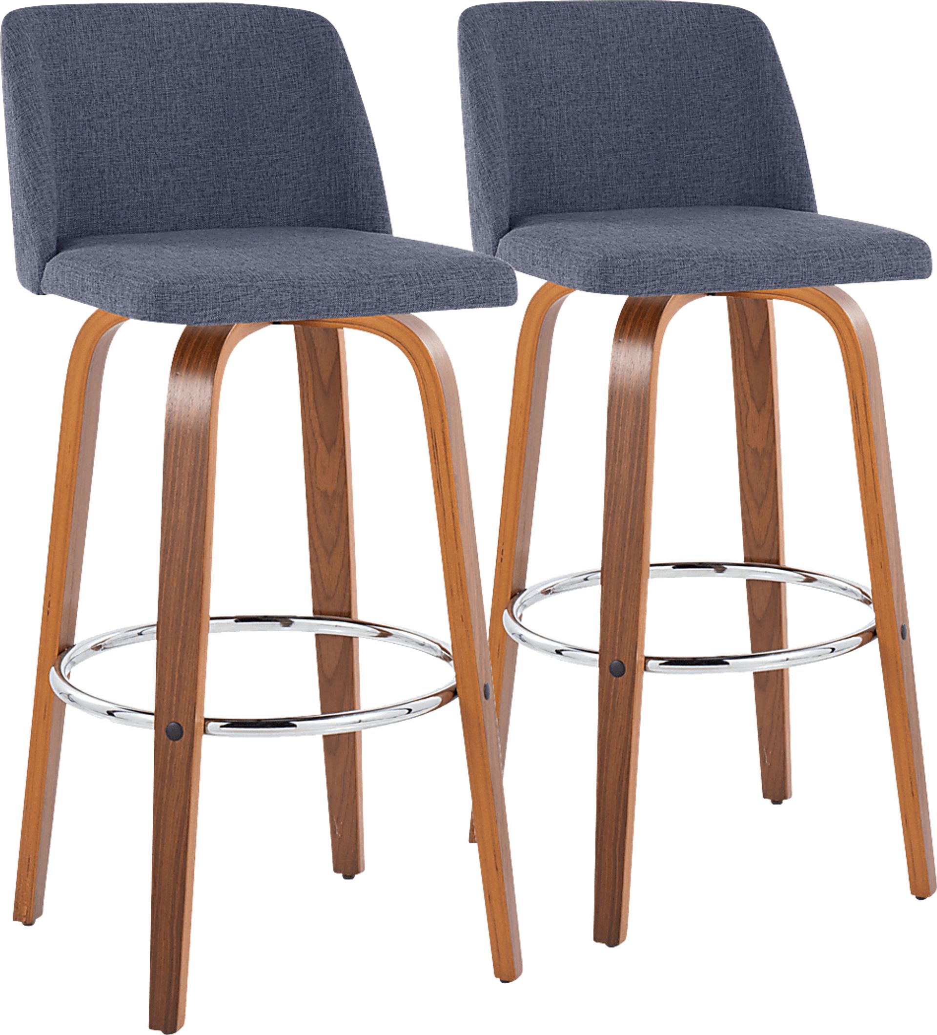 Wymering VI Blue Swivel Barstool, Set of 2 - Image 1