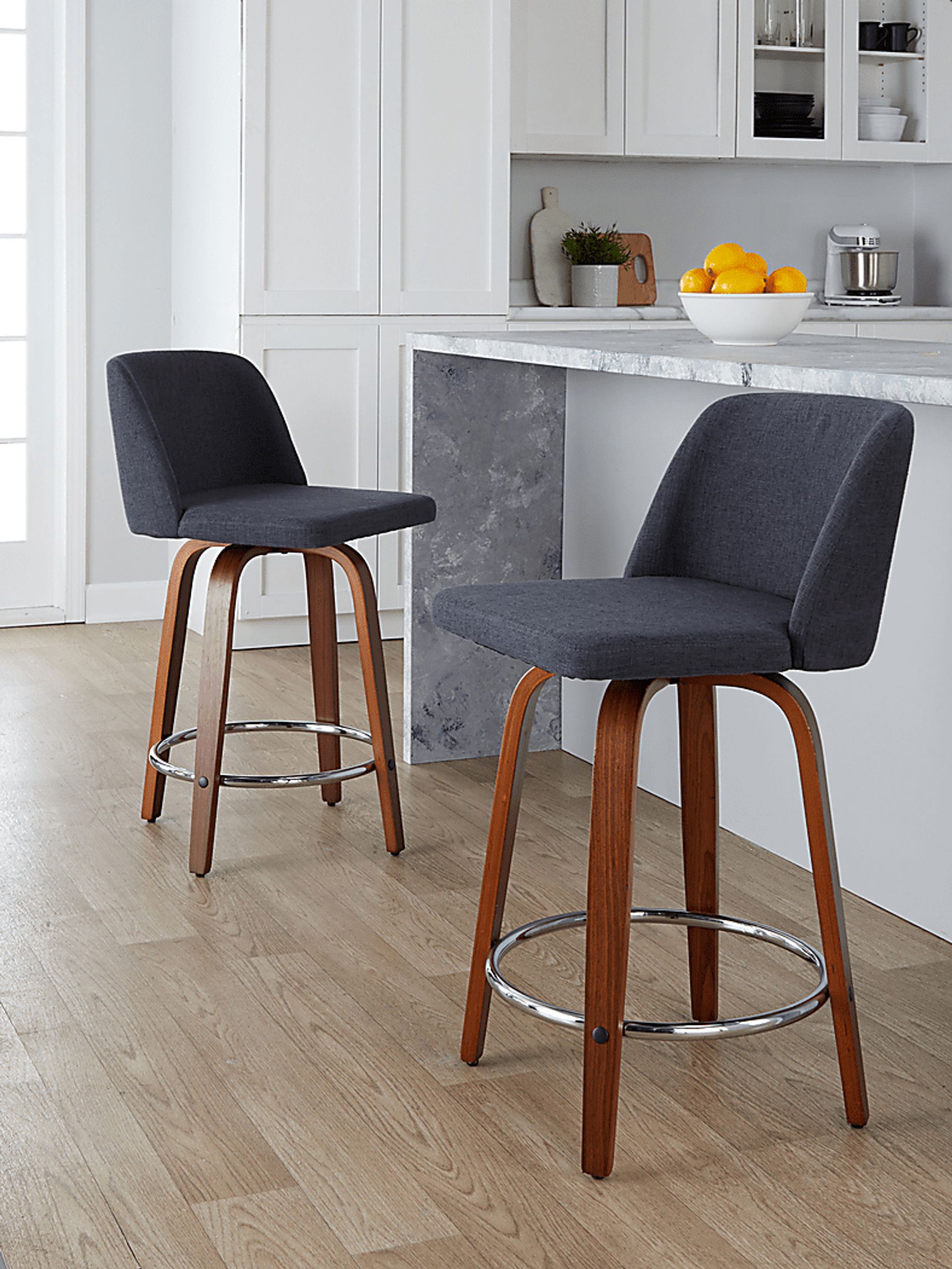 Wymering VI Blue Swivel Counter Height Stool, Set of 2 - Image 2