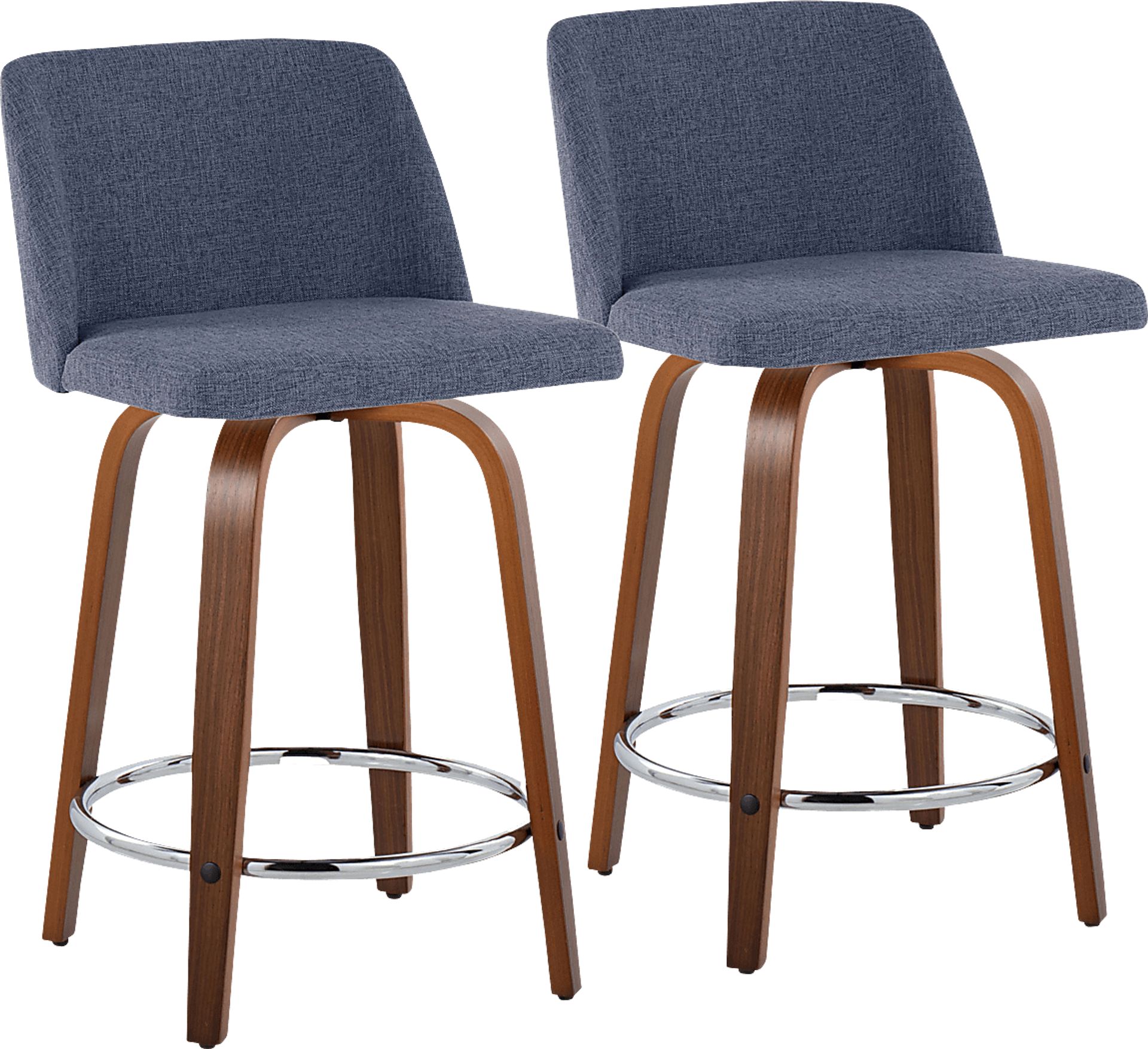 Wymering VI Blue Swivel Counter Height Stool, Set of 2 - Image 1