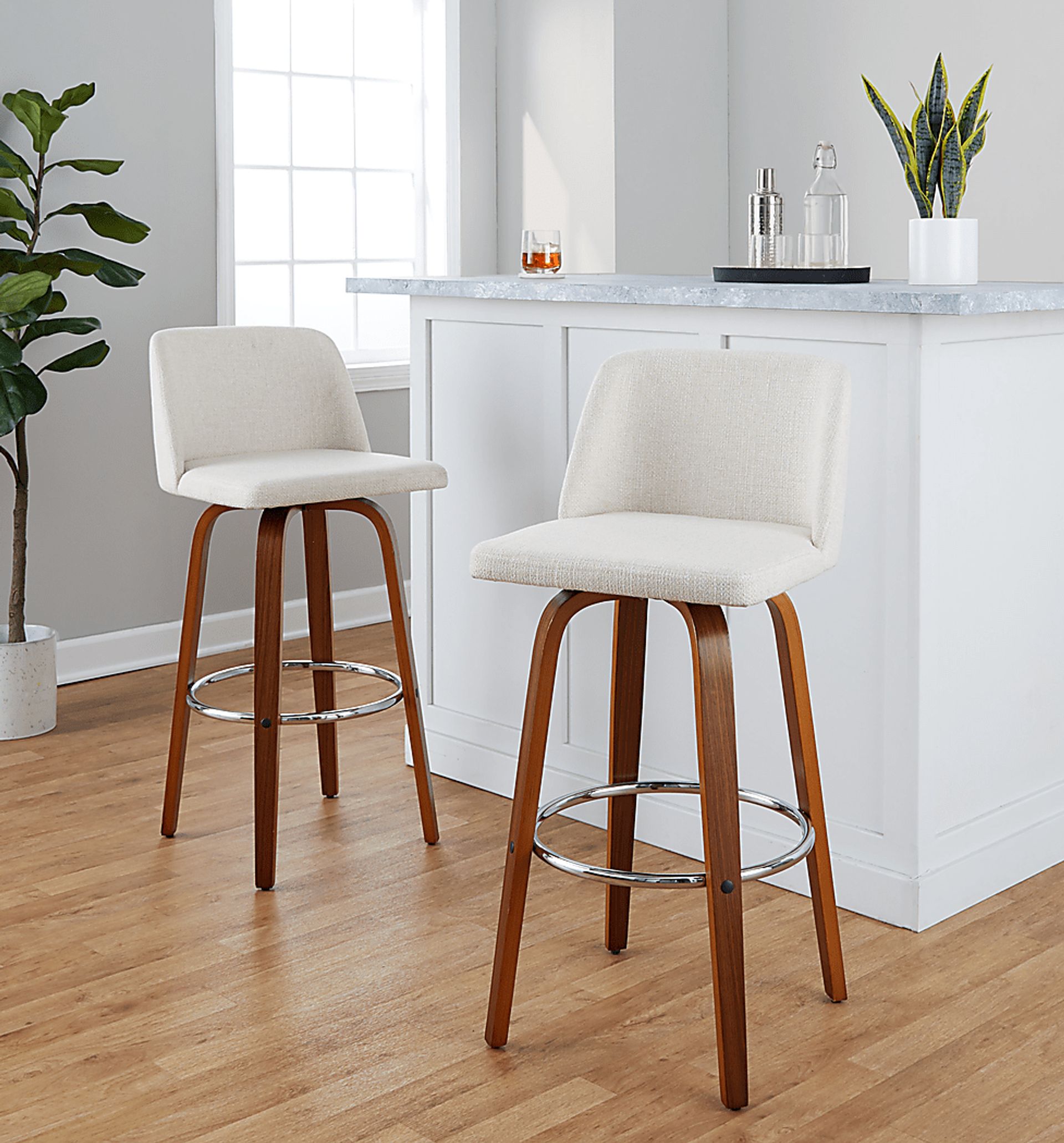 Wymering VI Cream Swivel Barstool, Set of 2 - Image 8