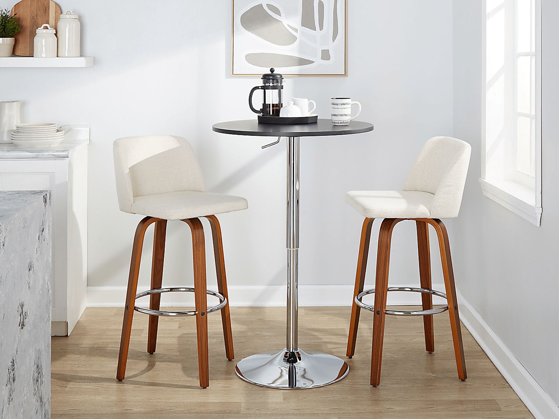 Wymering VI Cream Swivel Barstool, Set of 2 - Image 10