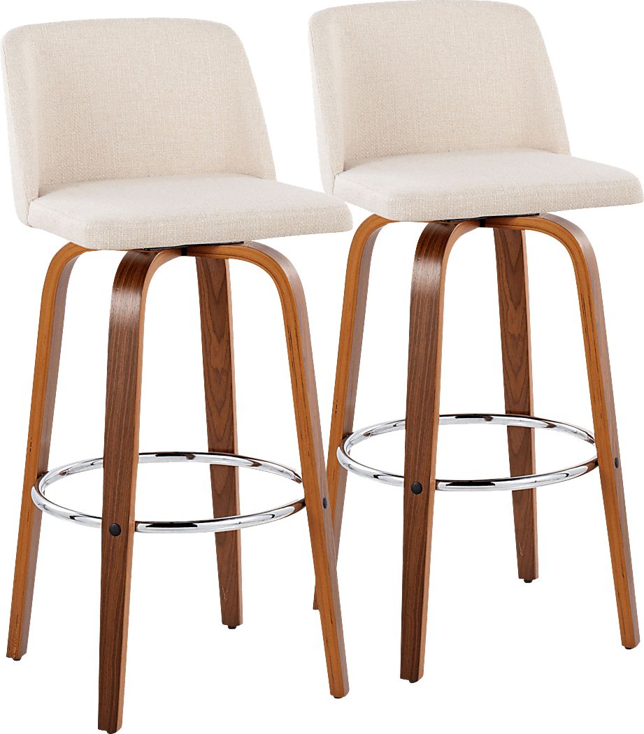 Wymering VI Cream Swivel Barstool, Set of 2