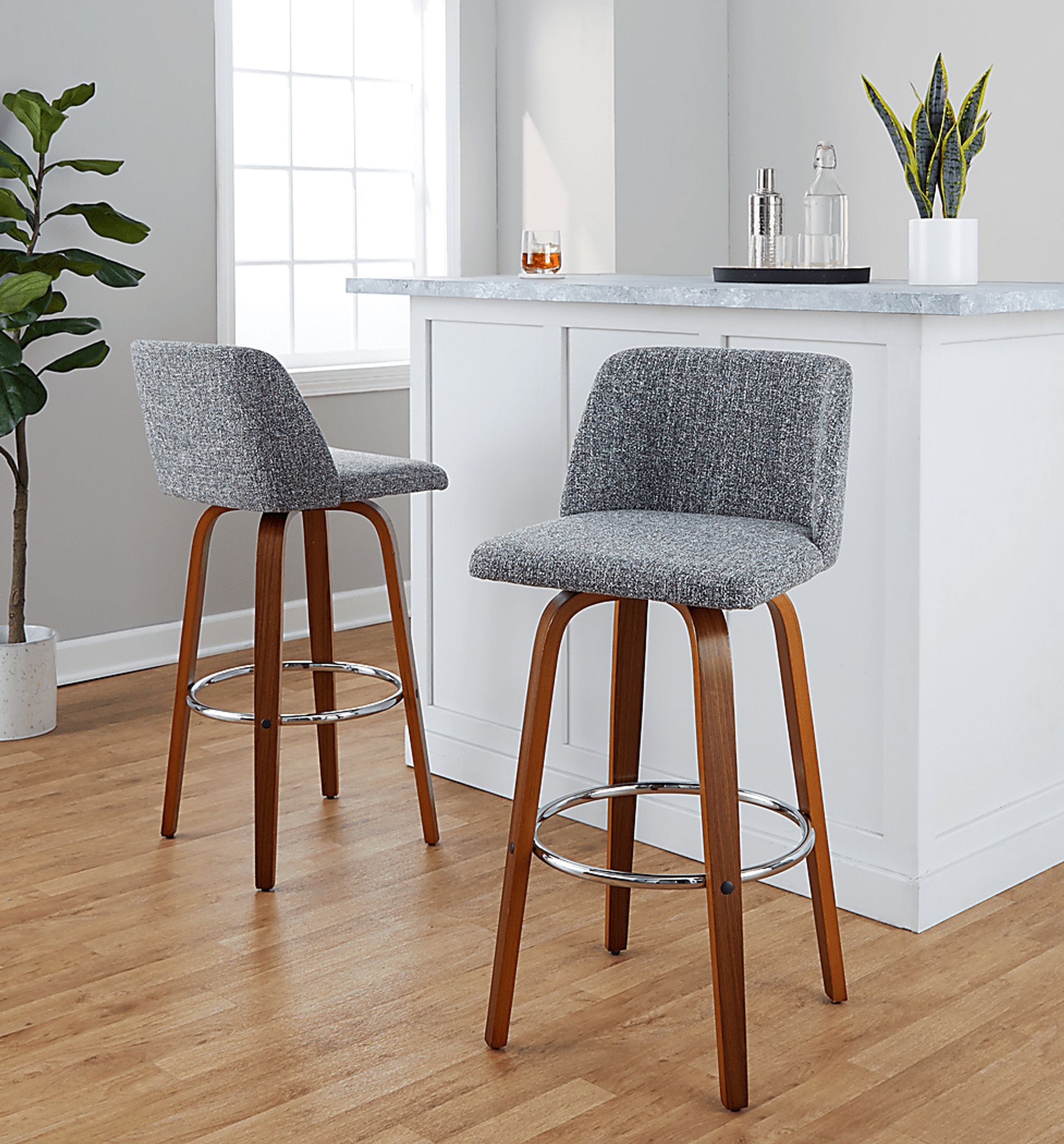 Wymering VI Gray Swivel Barstool, Set of 2 - Image 2