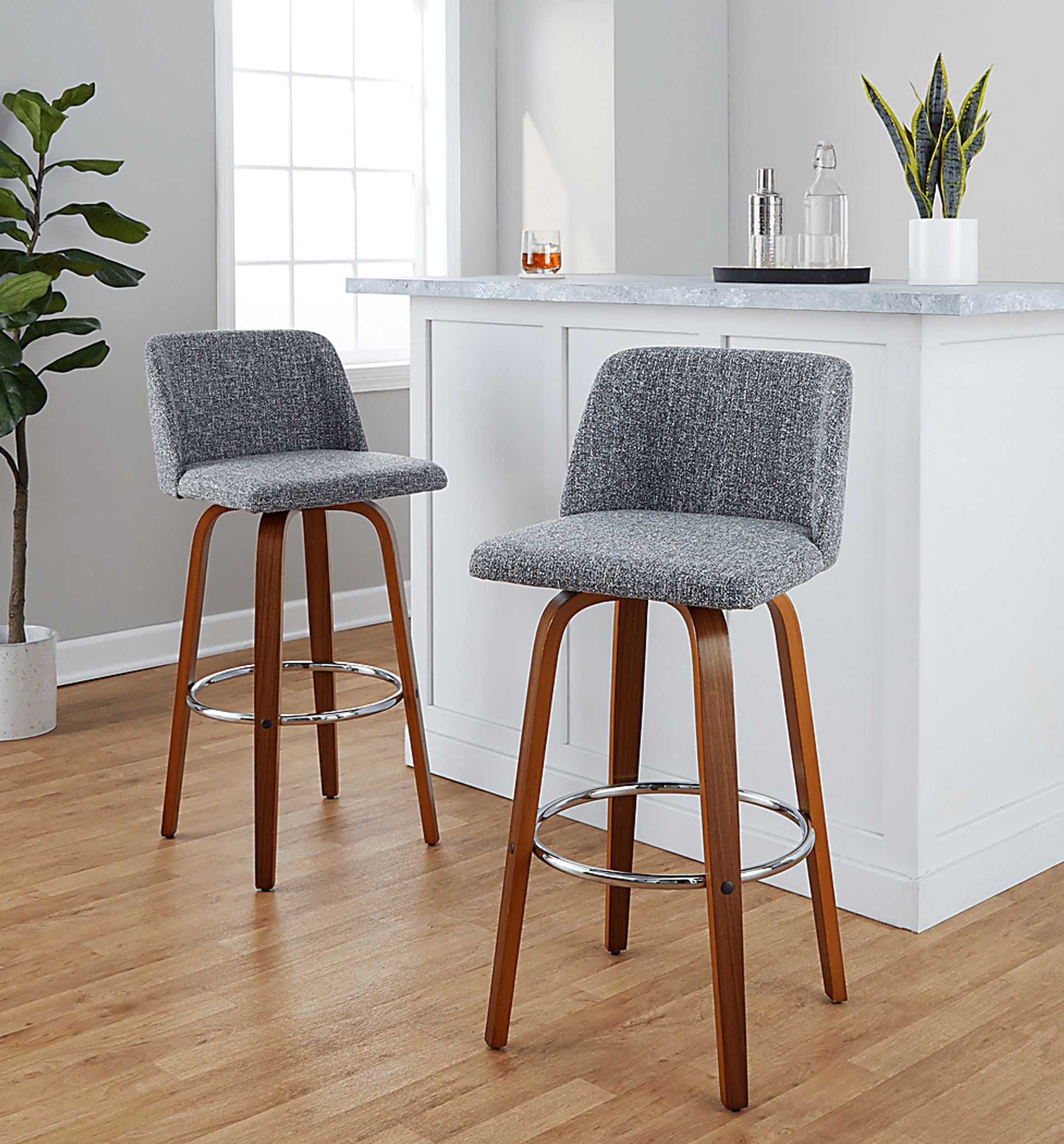 Wymering VI Gray Swivel Barstool, Set of 2 - Image 8