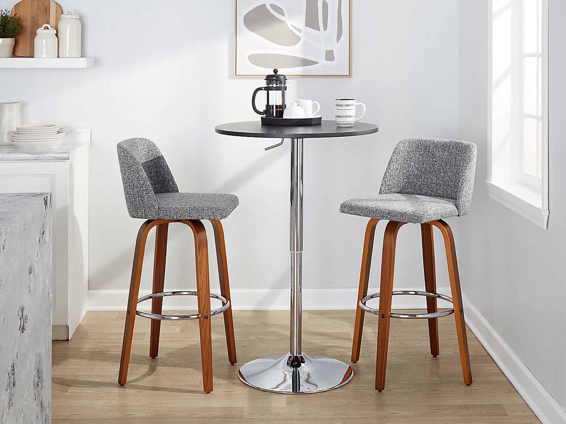 Wymering VI Gray Swivel Barstool, Set of 2 - Image 9