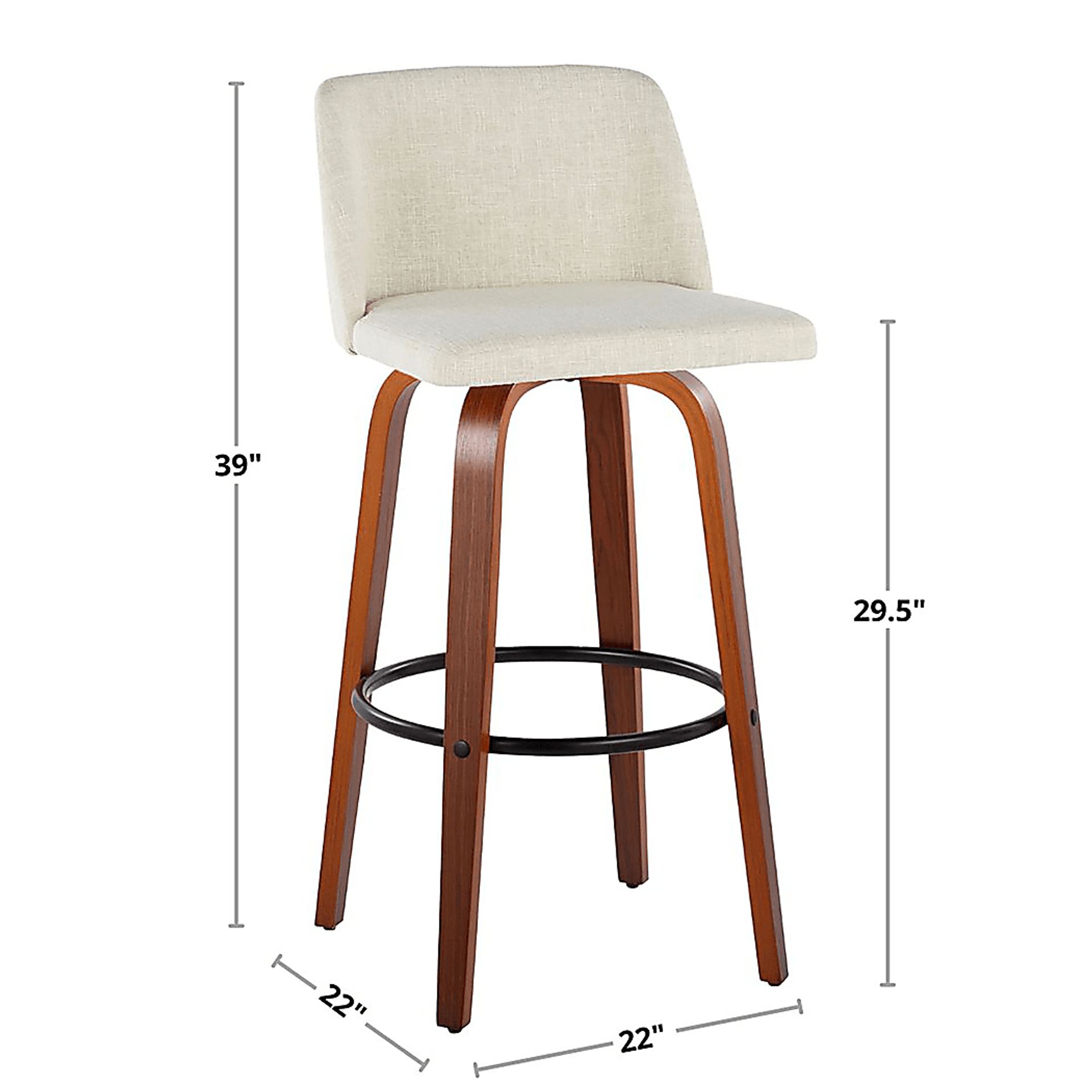 Wymering VI Light Gray Swivel Barstool, Set of 2 - Image 12