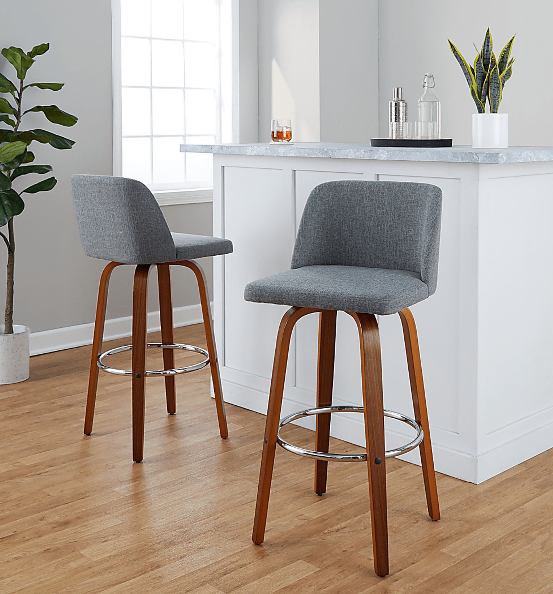 Wymering VI Light Gray Swivel Barstool, Set of 2 - Image 2