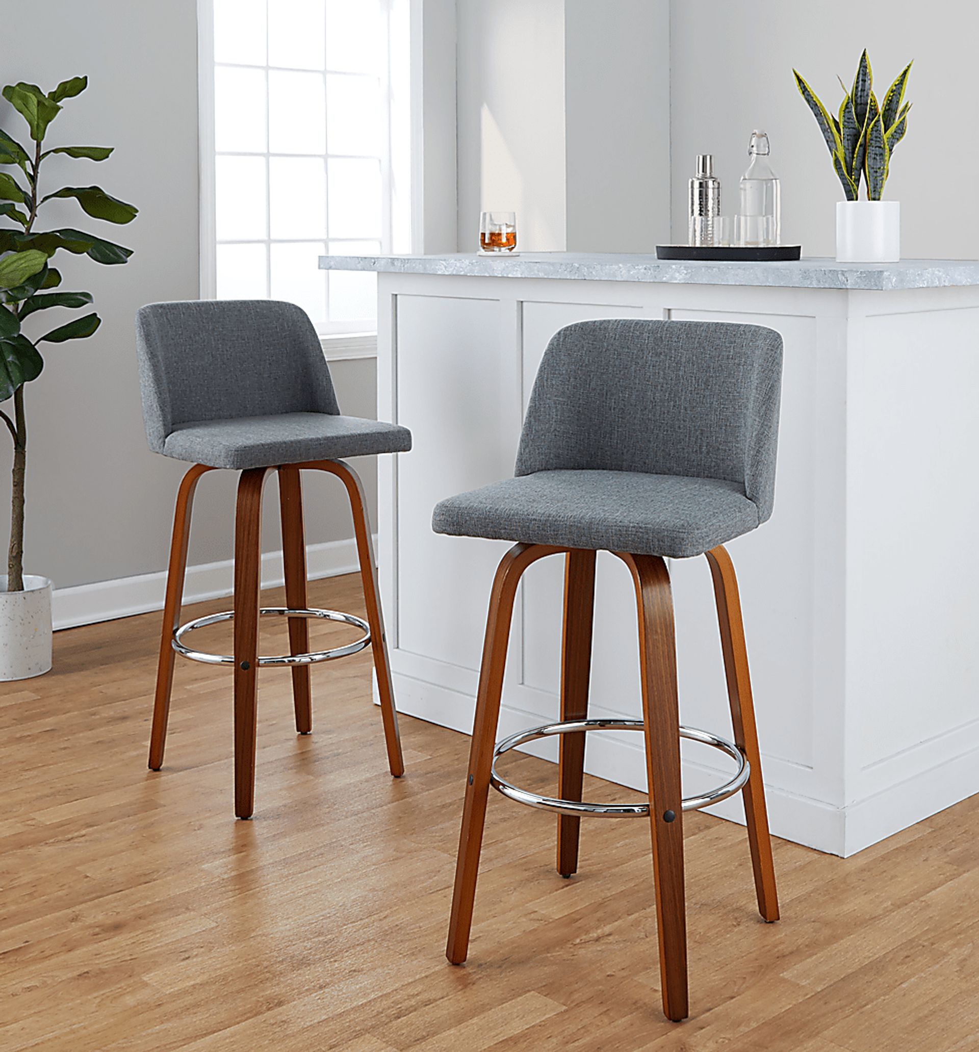 Wymering VI Light Gray Swivel Barstool, Set of 2 - Image 8