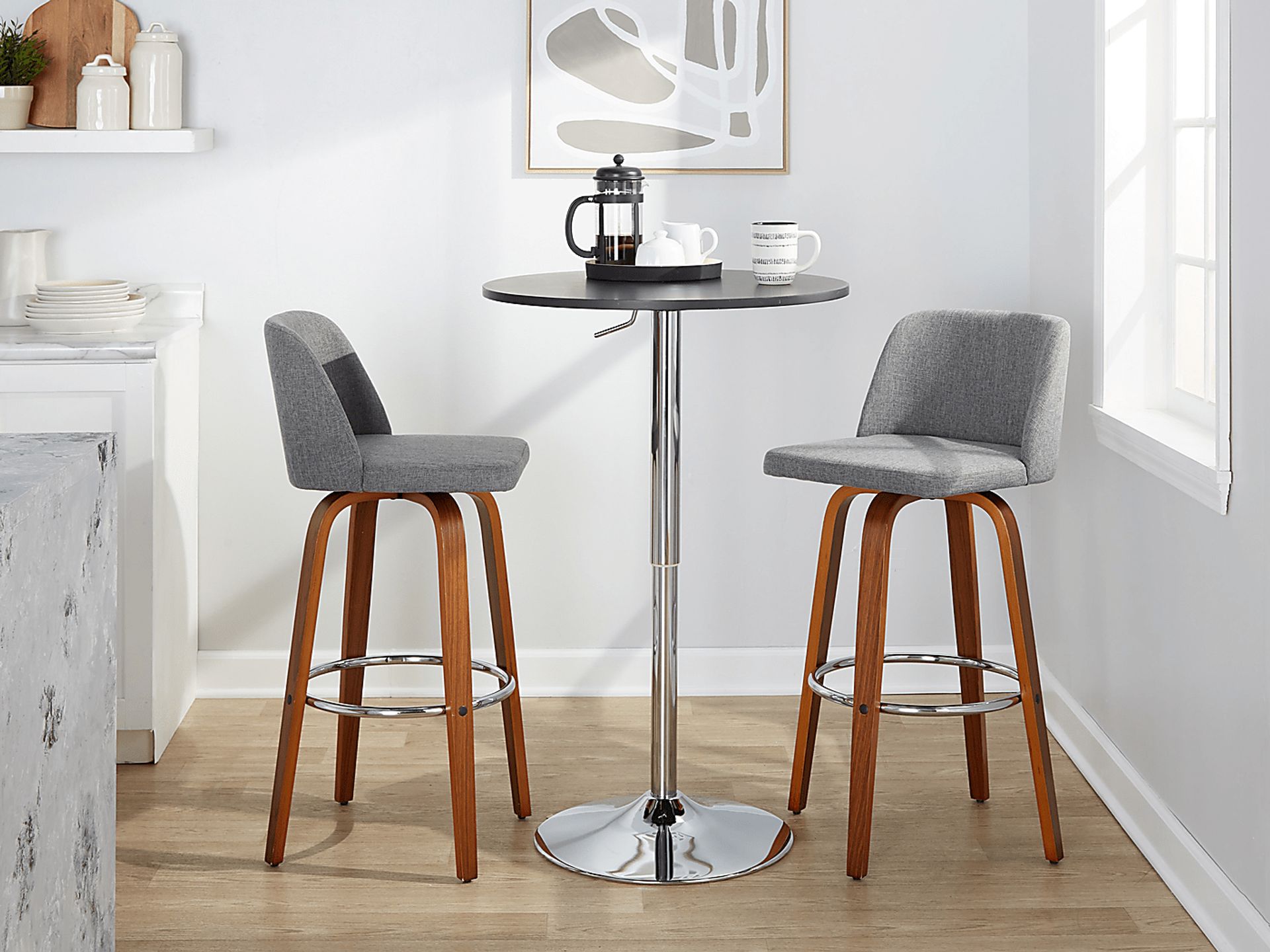 Wymering VI Light Gray Swivel Barstool, Set of 2 - Image 9