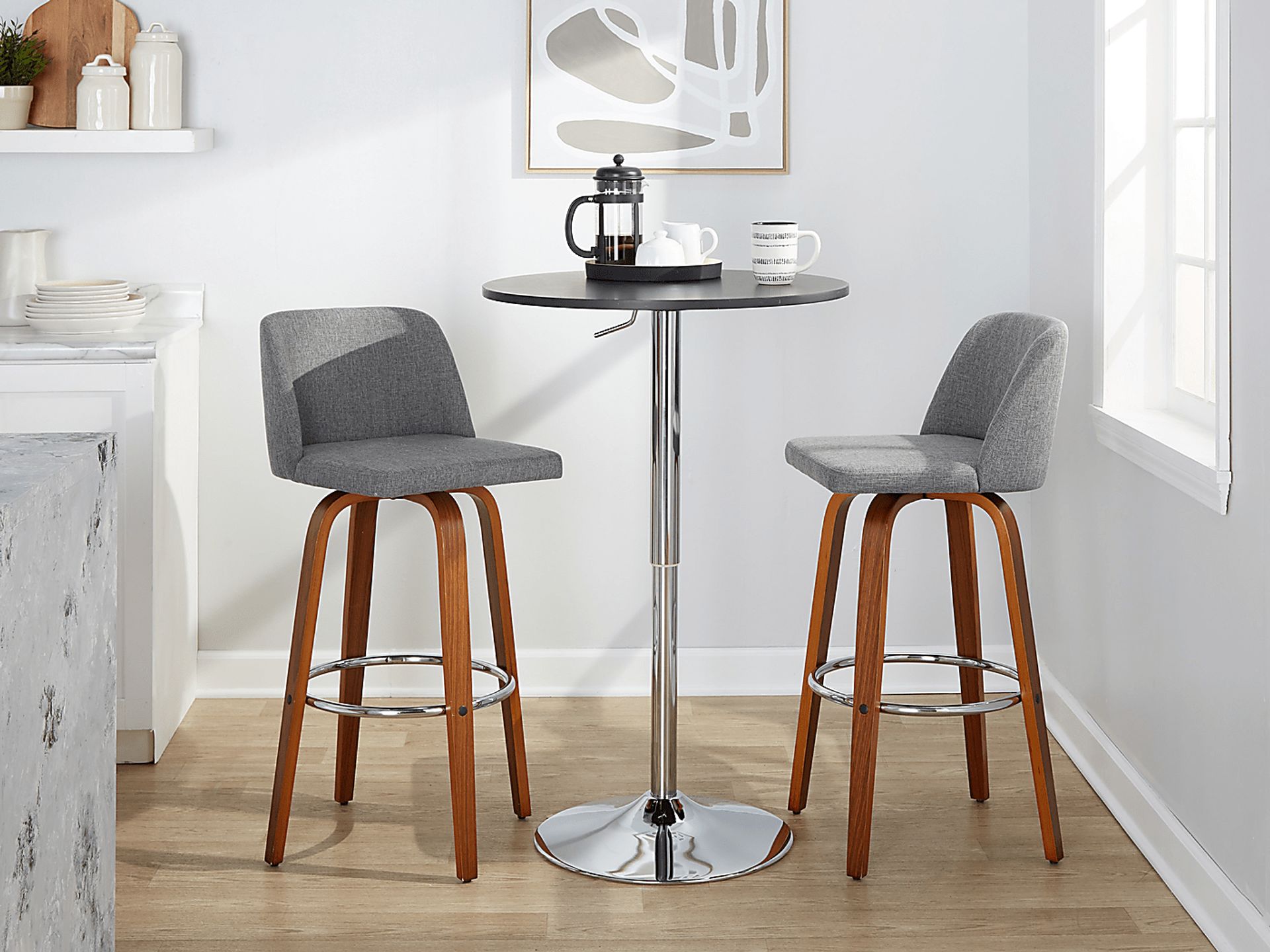 Wymering VI Light Gray Swivel Barstool, Set of 2 - Image 10