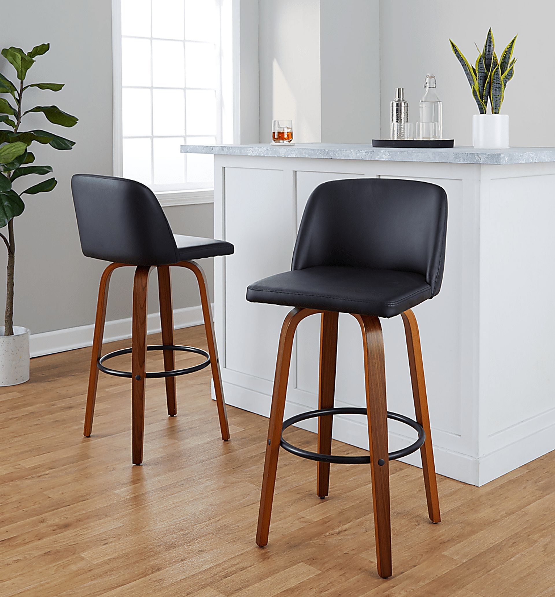 Wymering VII Black Swivel Barstool, Set of 2 - Image 2