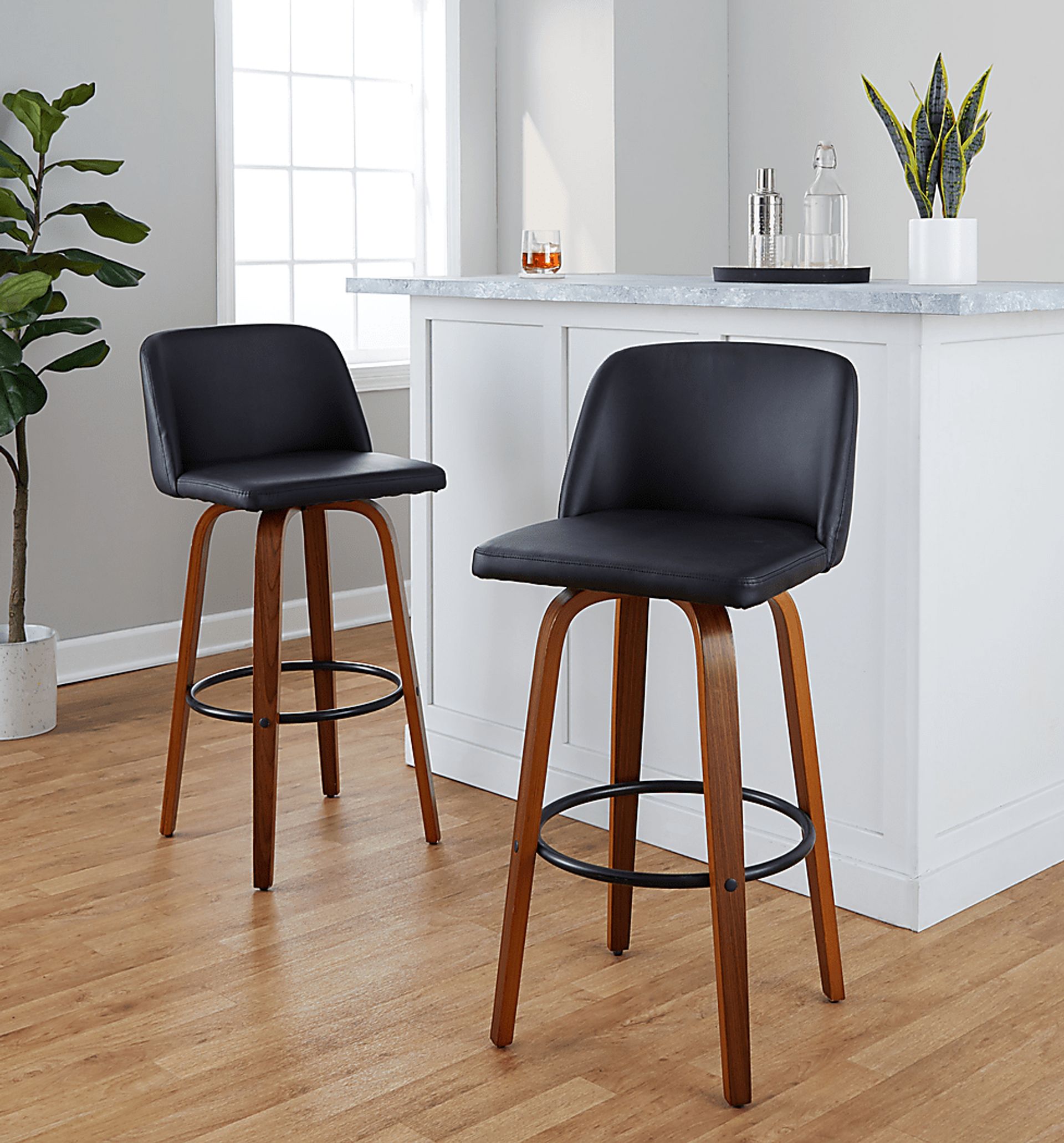 Wymering VII Black Swivel Barstool, Set of 2 - Image 8