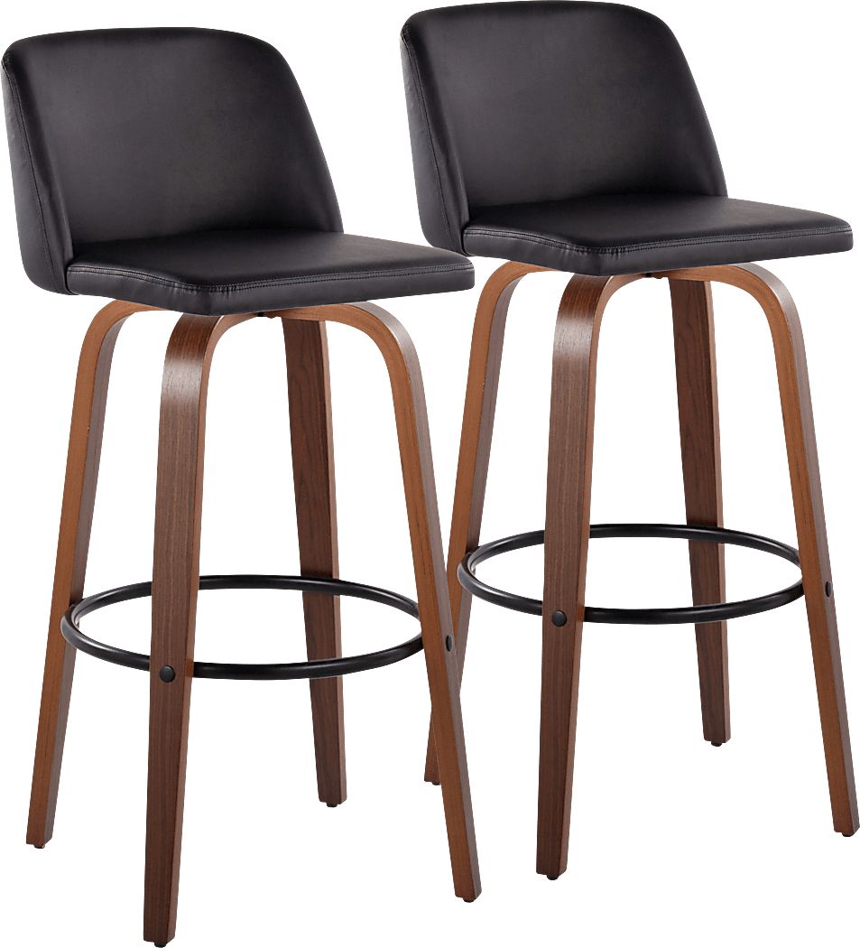 Wymering VII Black Swivel Barstool, Set of 2