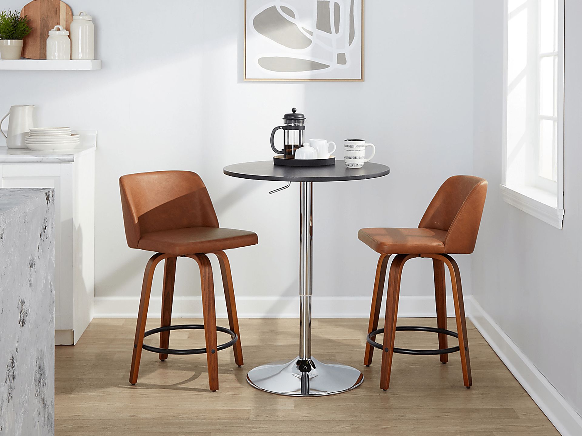 Wymering VII Camel Swivel Counter Height Stool, Set of 2 - Image 3