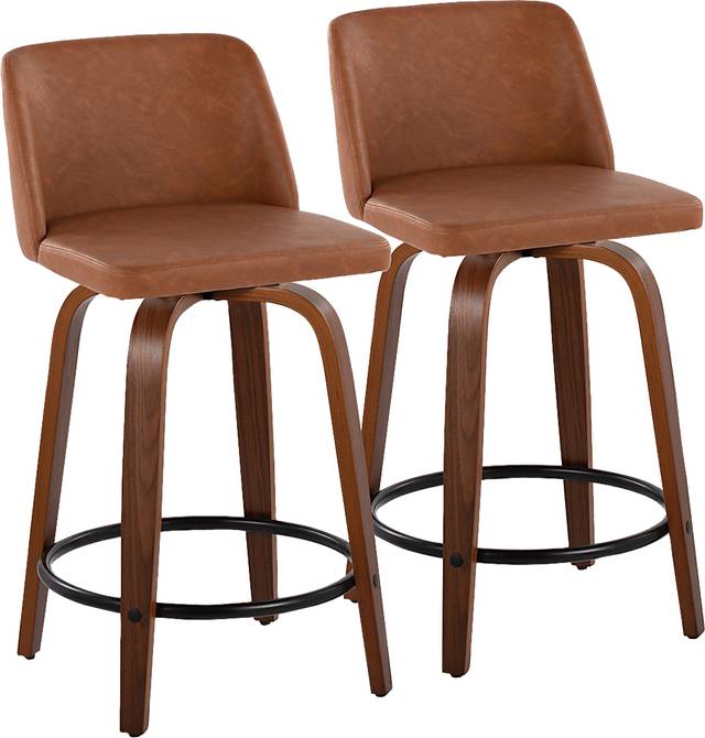 Wymering VII Camel Swivel Counter Height Stool, Set of 2 - Thumbnail - Image 1