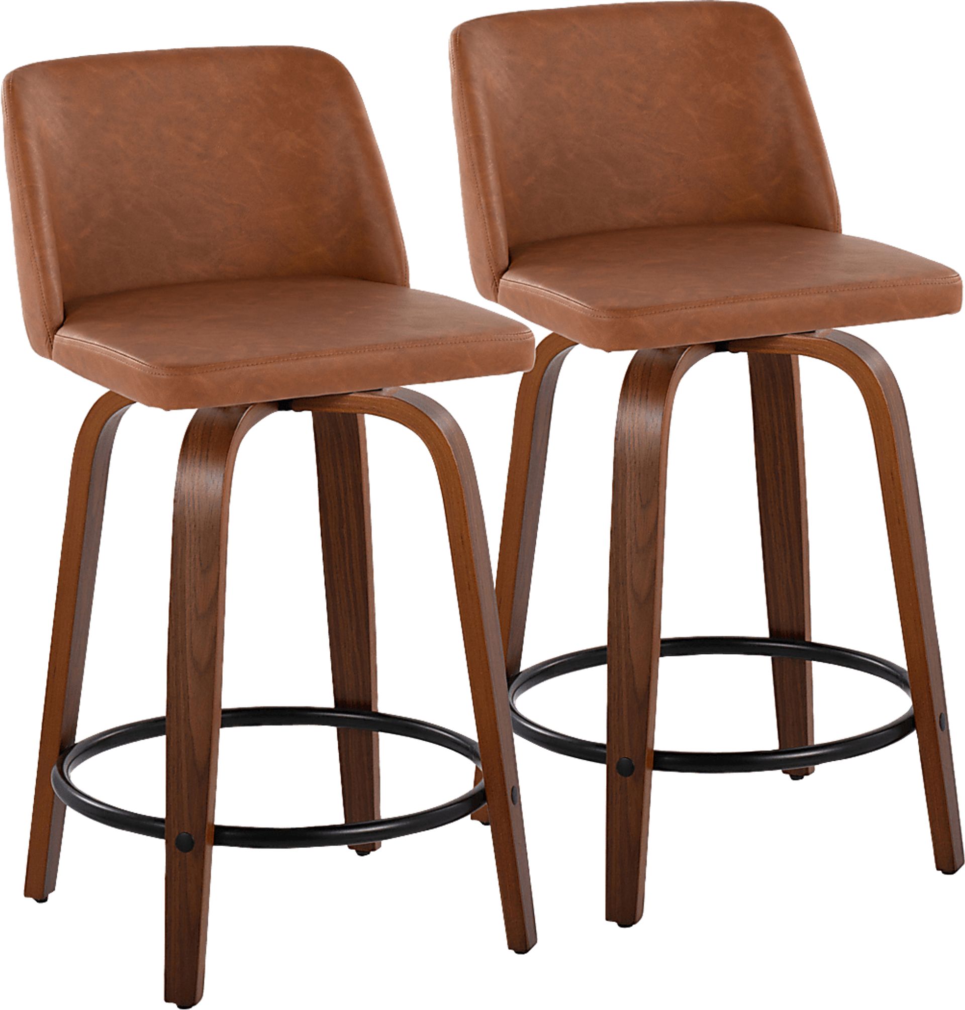 Wymering VII Camel Swivel Counter Height Stool, Set of 2 - Image 1