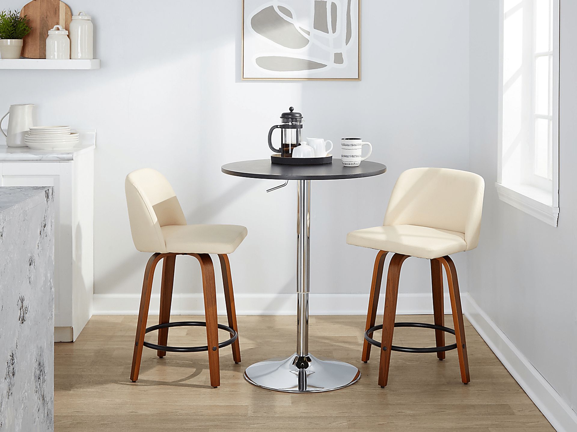 Wymering VII Cream Swivel Counter Height Stool, Set of 2 - Image 2