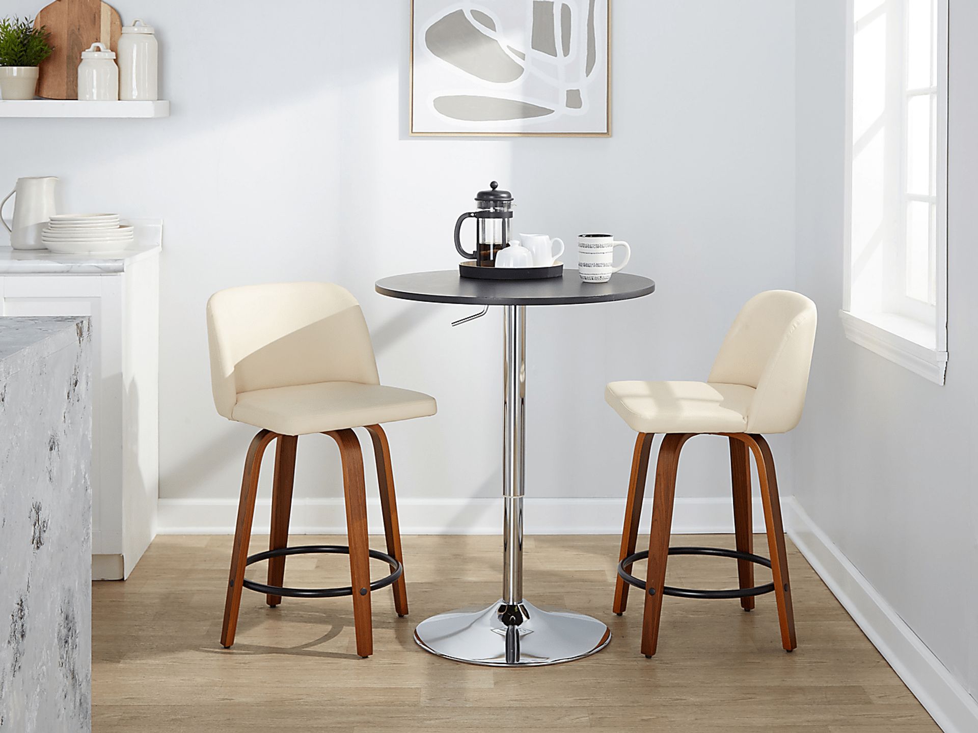 Wymering VII Cream Swivel Counter Height Stool, Set of 2 - Image 3