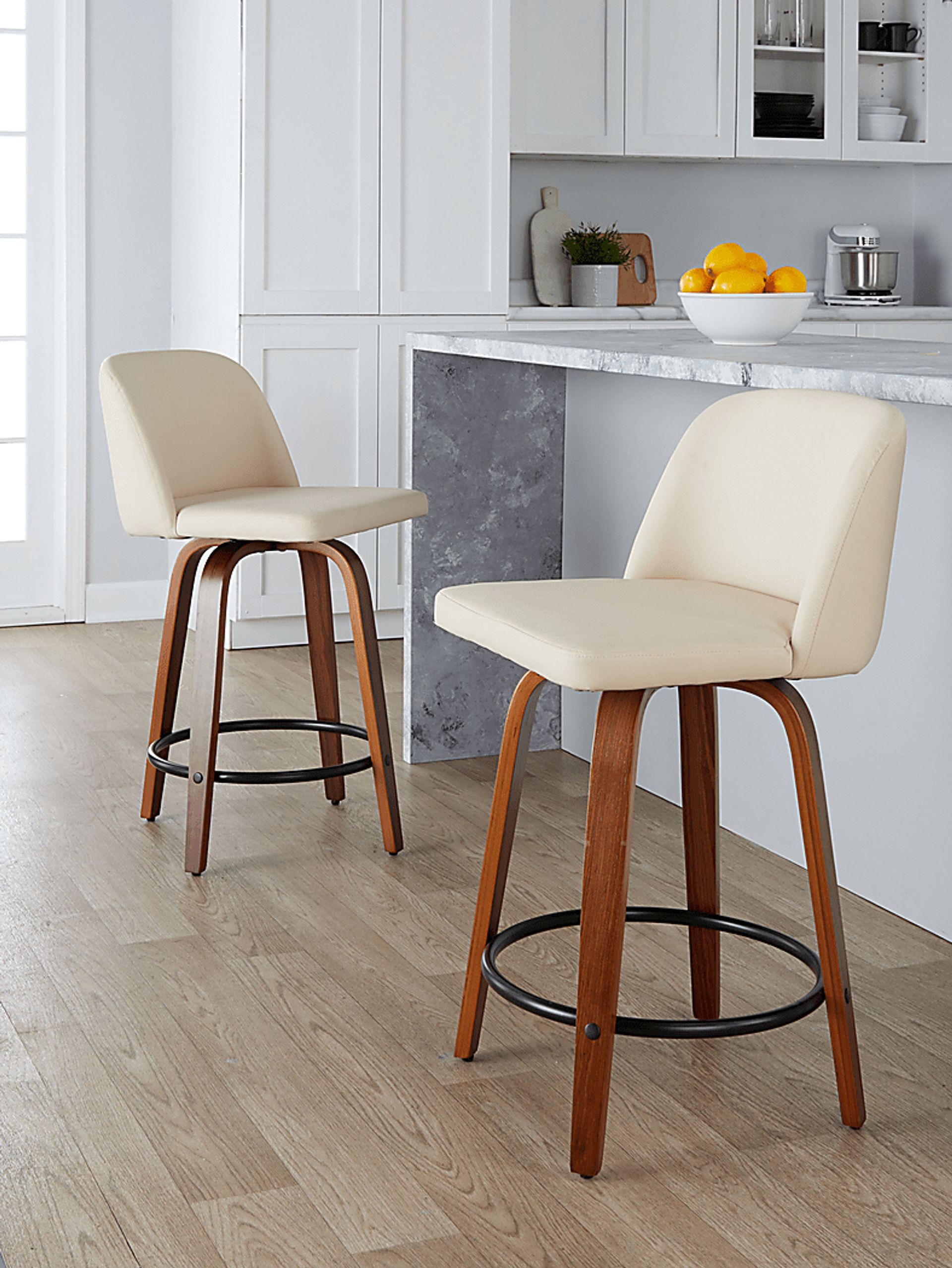 Wymering VII Cream Swivel Counter Height Stool, Set of 2 - Image 4