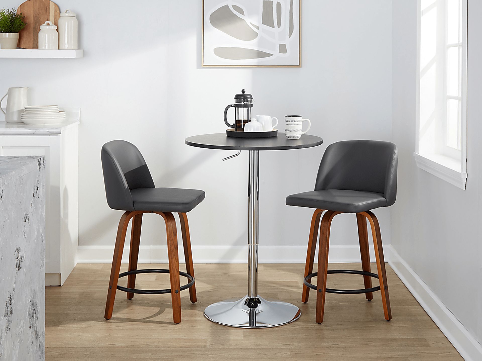 Wymering VII Gray Swivel Counter Height Stool, Set of 2 - Image 2