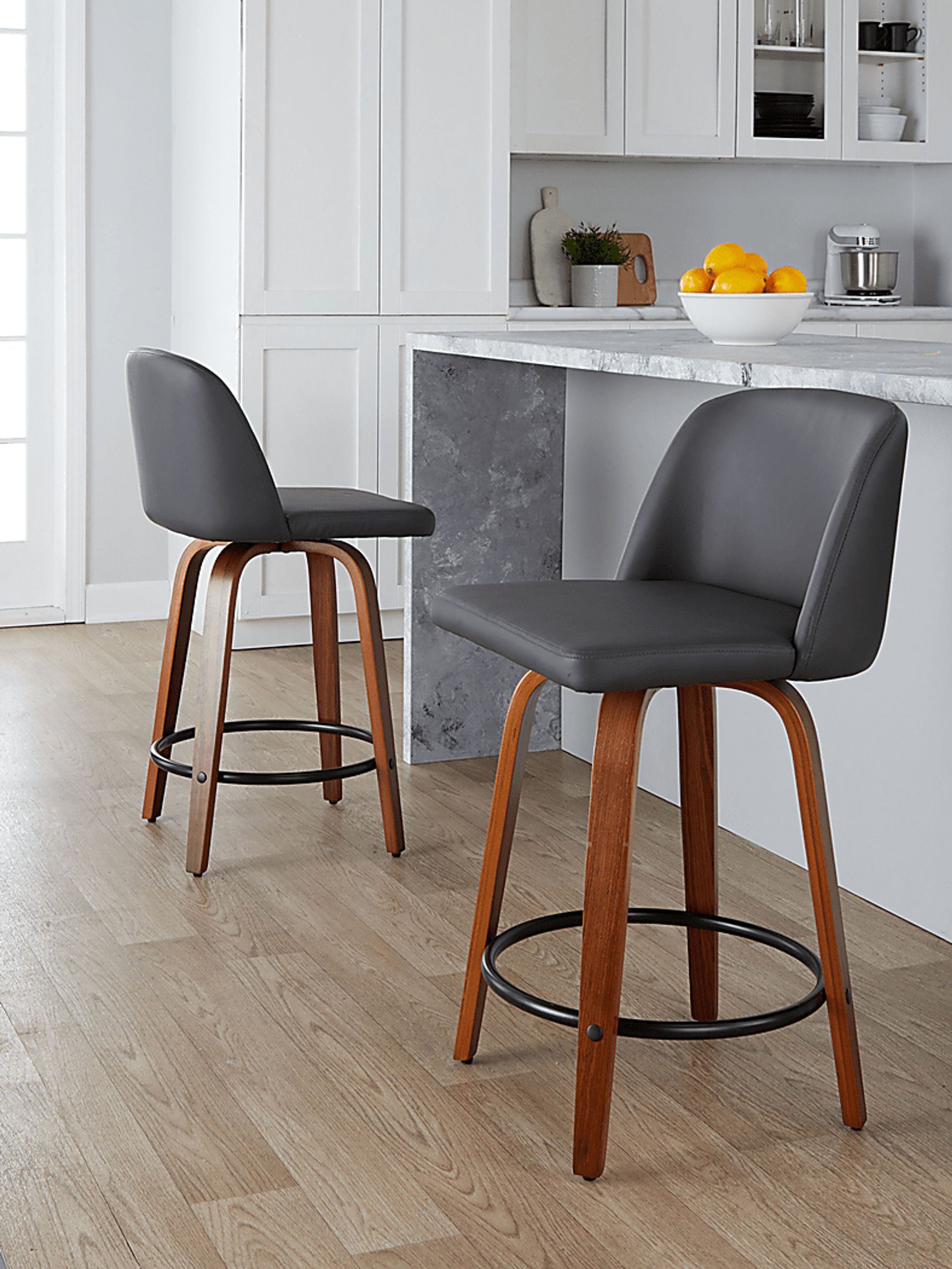Wymering VII Gray Swivel Counter Height Stool, Set of 2 - Image 5