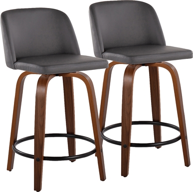 Wymering VII Gray Swivel Counter Height Stool, Set of 2