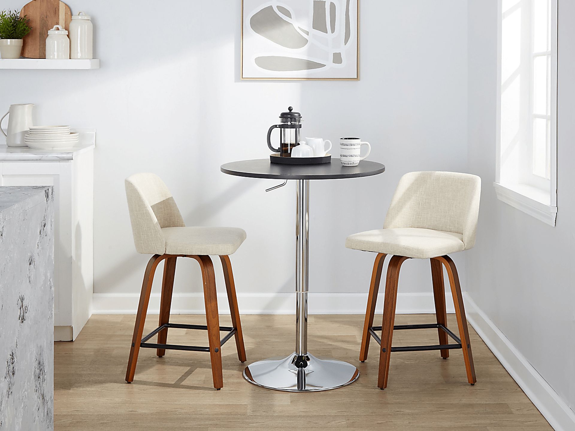 Wymering VIII Cream Swivel Counter Height Stool, Set of 2 - Image 2