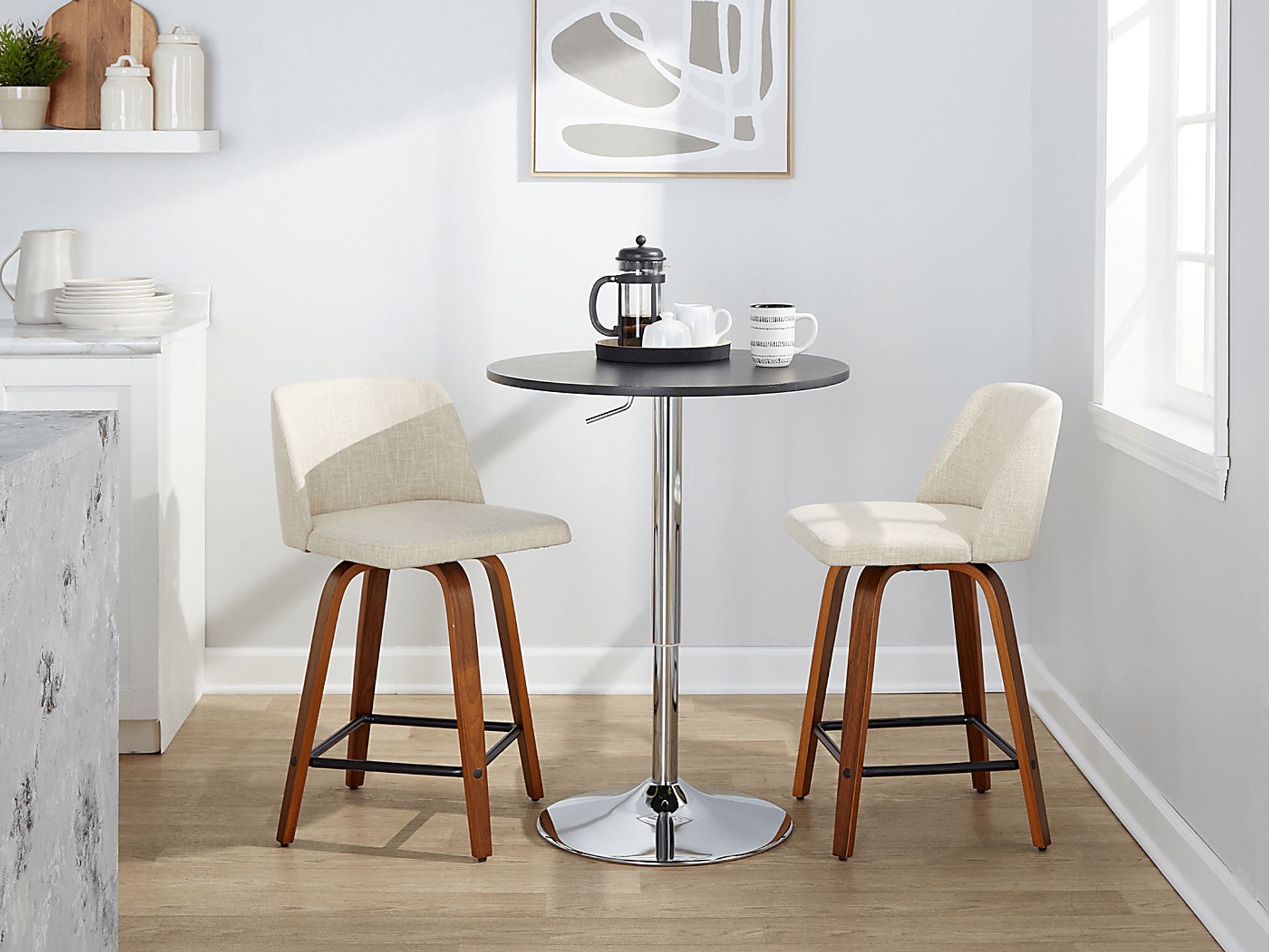 Wymering VIII Cream Swivel Counter Height Stool, Set of 2 - Image 3