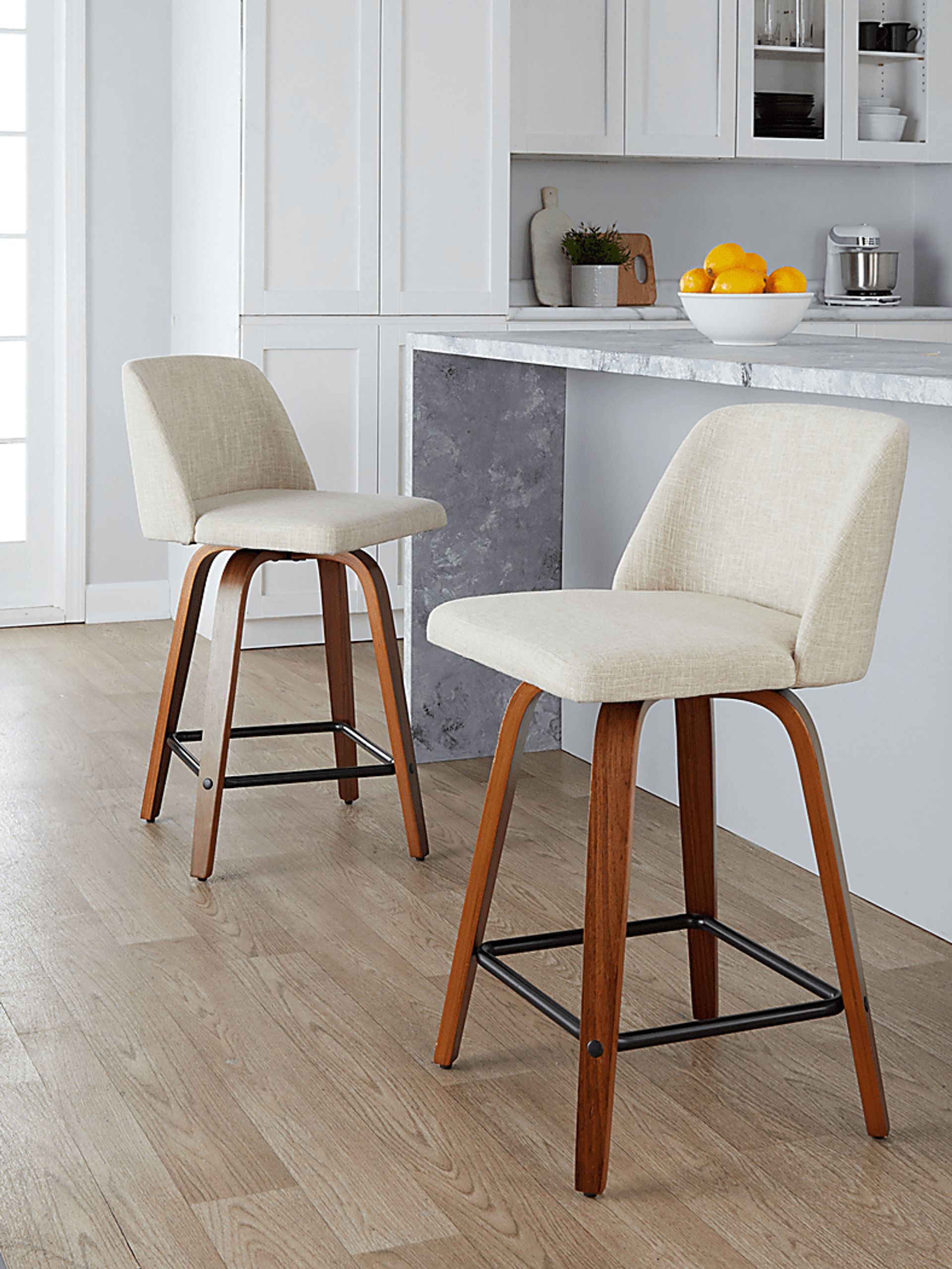 Wymering VIII Cream Swivel Counter Height Stool, Set of 2 - Image 4