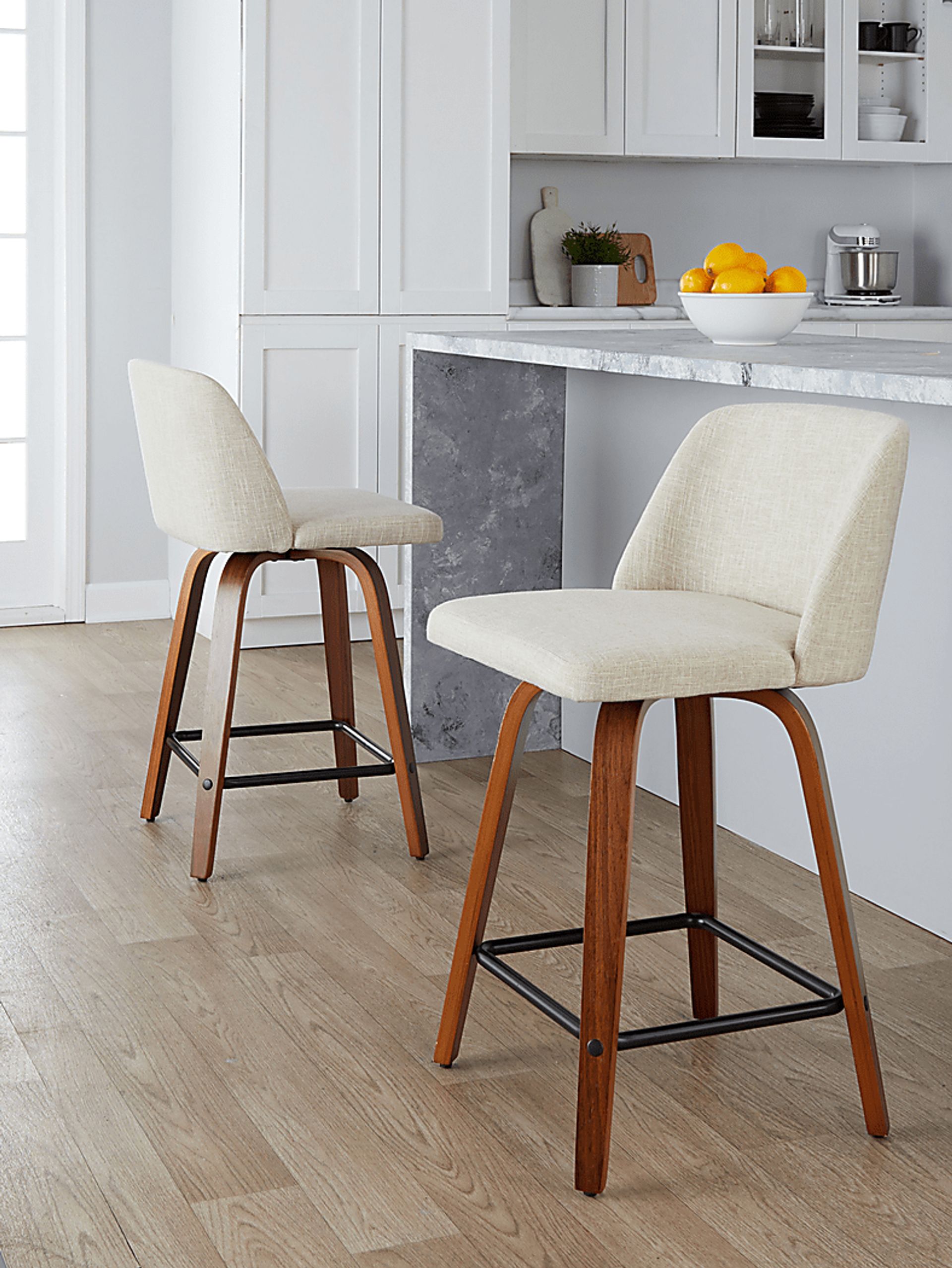Wymering VIII Cream Swivel Counter Height Stool, Set of 2 - Image 5
